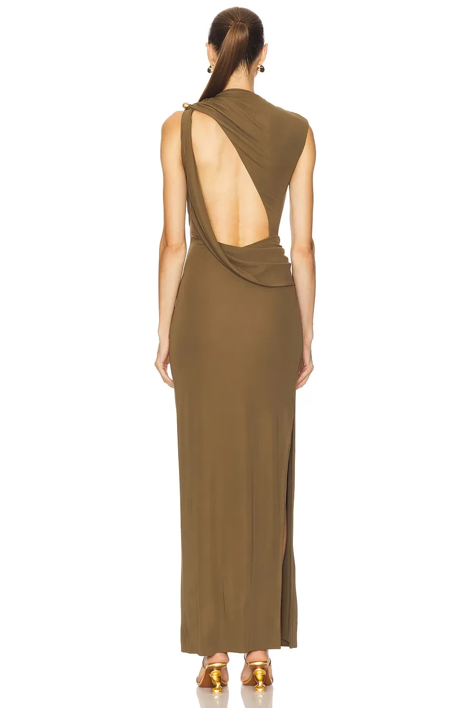 Chic Sheath Asymmetric Neck Sleeveless Cutout Back Floor Length Evening Dress