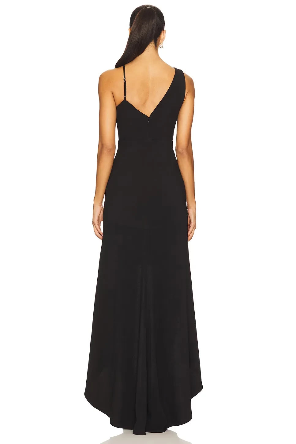 Chic Sheath Asymmetric Neck Sleeveless High Low Zipper Back Floor Length Evening Dress