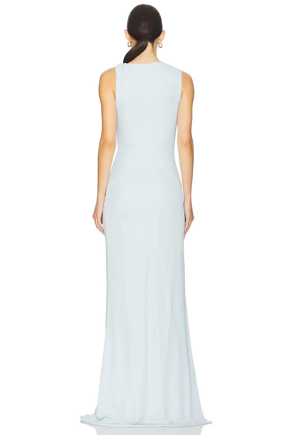 Chic Sheath Asymmetric Neck Sleeveless Ruched Side Floor Length Evening Dress