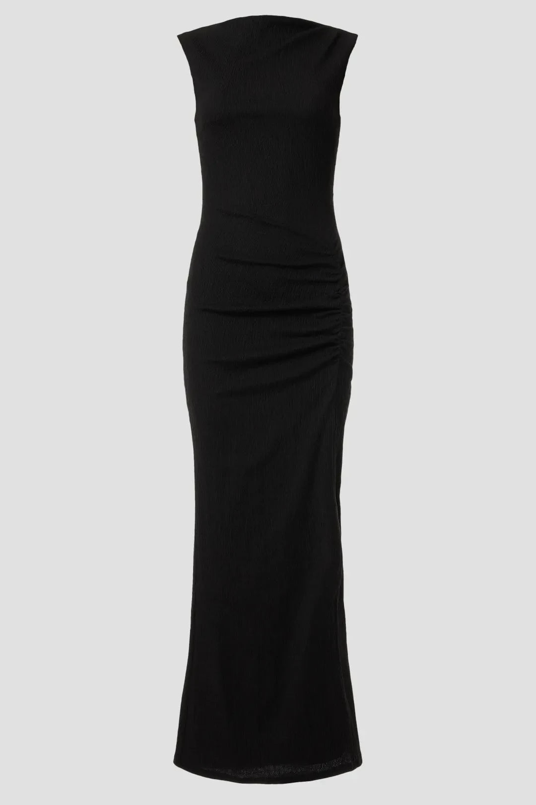 Chic Sheath Asymmetric Neck Sleeveless Ruched Side Floor Length Plus Size Prom Dress