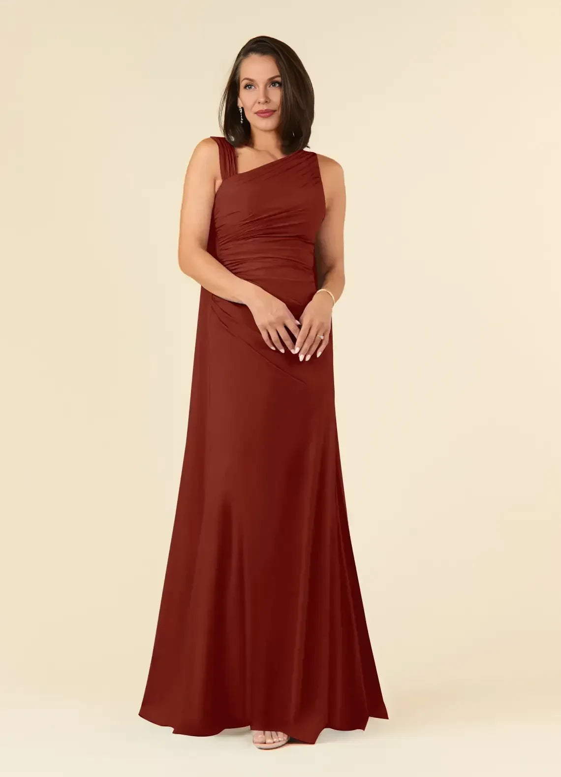 Chic Sheath Asymmetric Neck Sleeveless Back Zipper Floor Length Mother of the Bride Dress