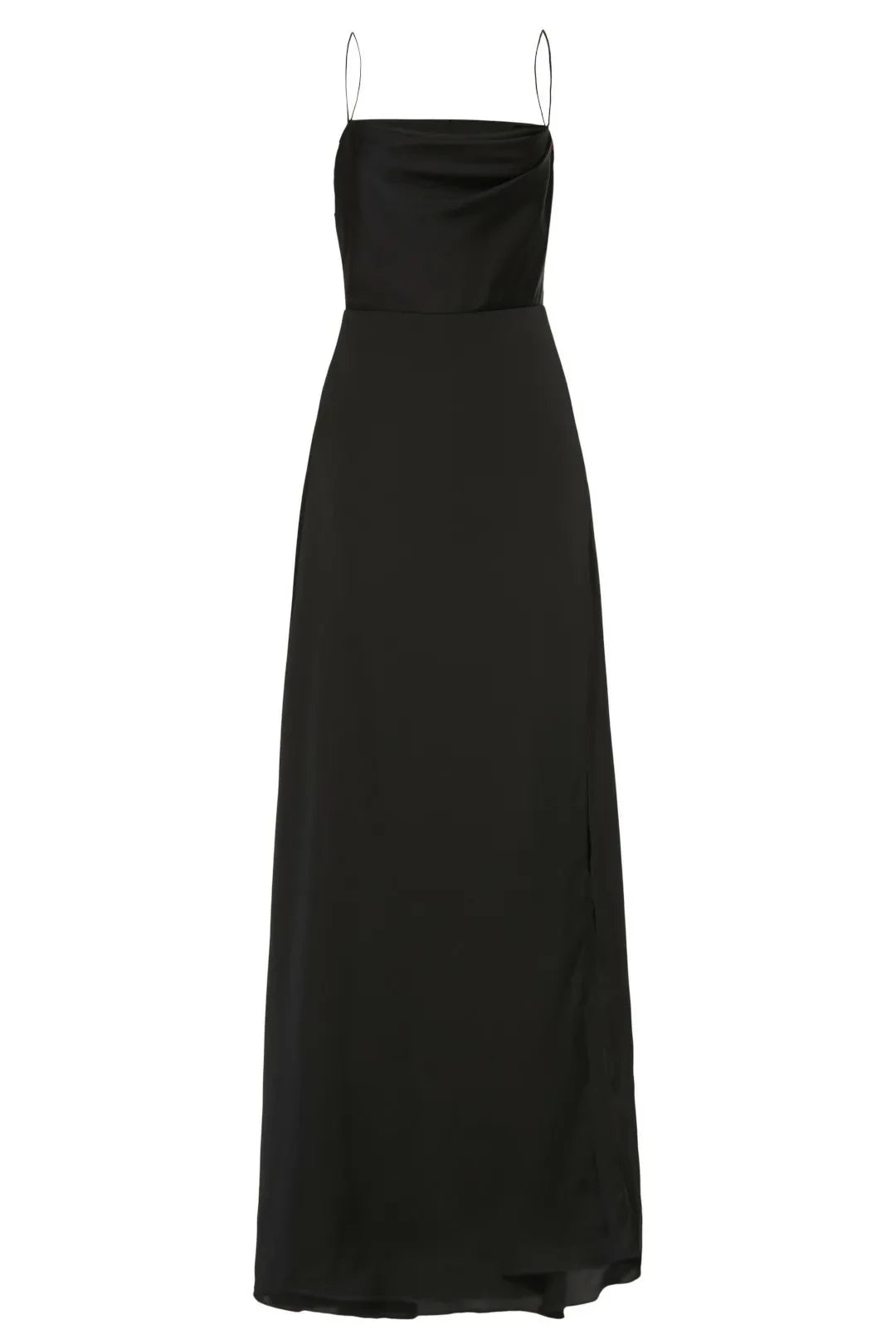 Chic Sheath Cowl Neck Sleeveless Open Back High Slit Floor Length Plus Size Prom Dress