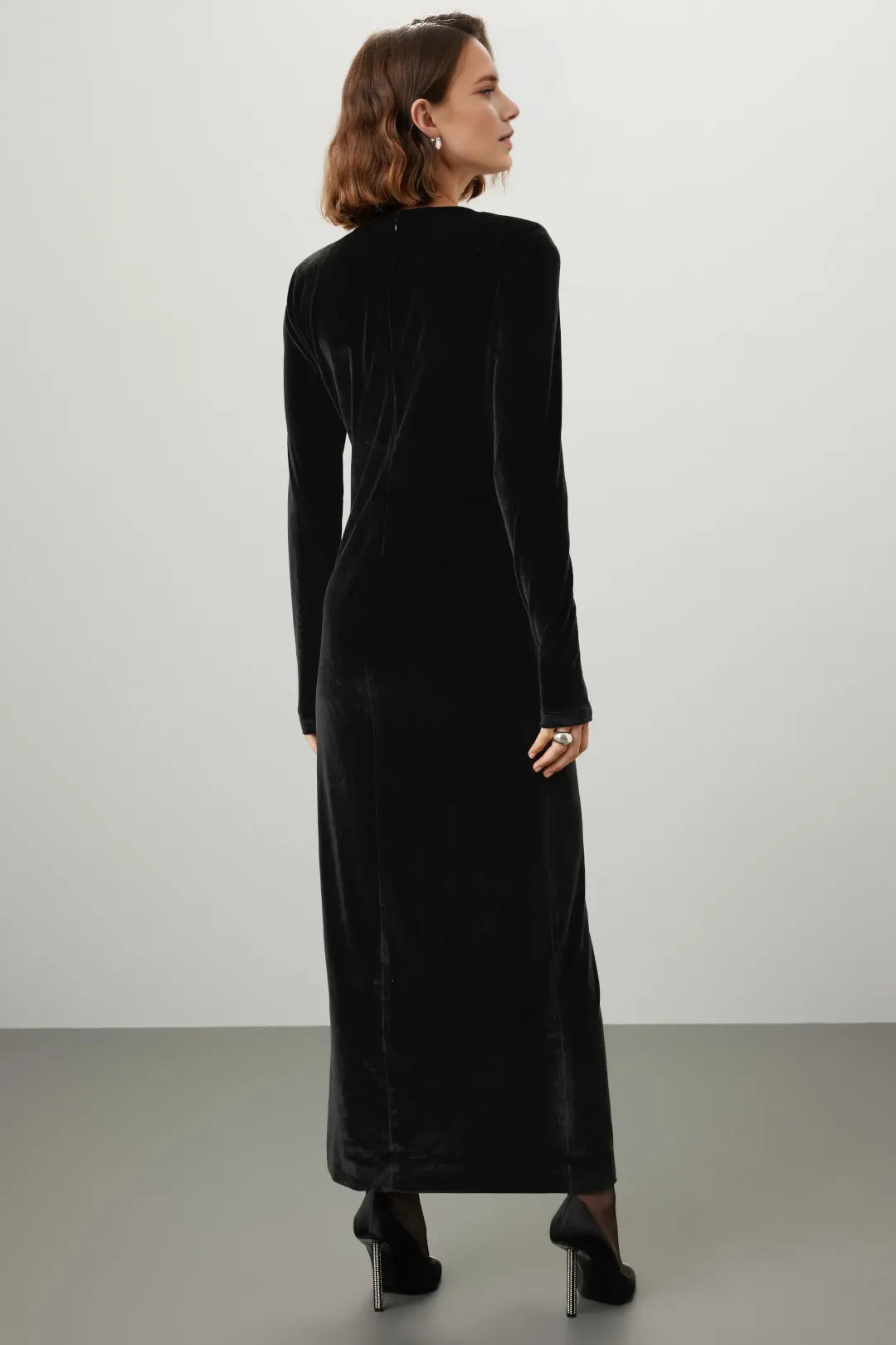 Chic Sheath Crew Neck Long Sleeve High Slit Floor Length Plus Size Prom Dress