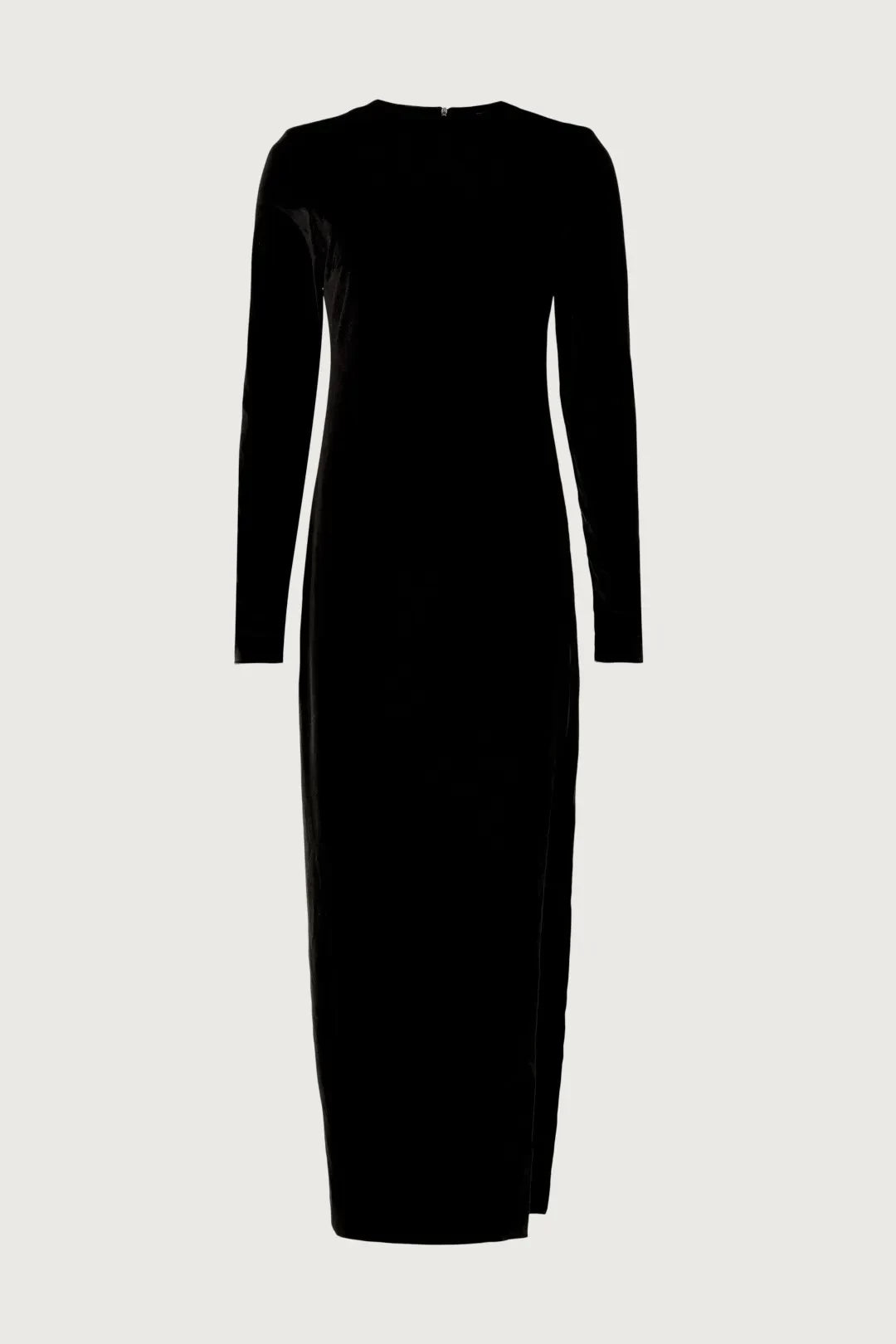 Chic Sheath Crew Neck Long Sleeve High Slit Floor Length Plus Size Prom Dress