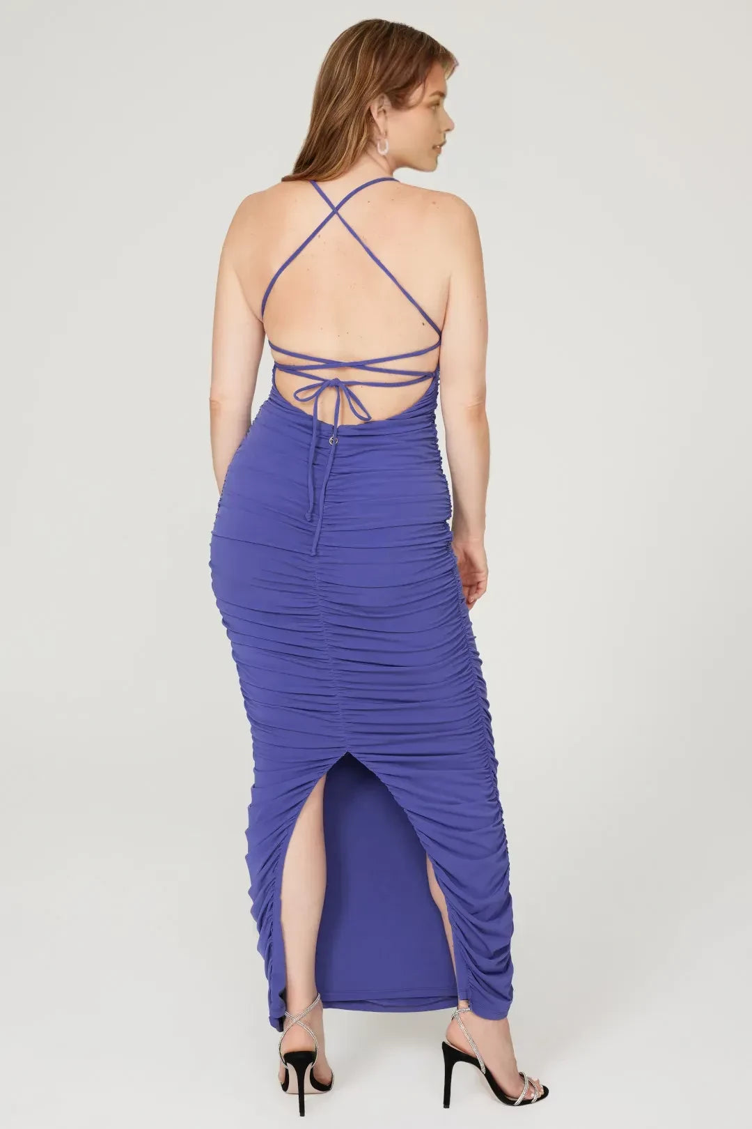 Chic Sheath Crisscross Back Ruched Side Floor Length Plus Size Prom Dress