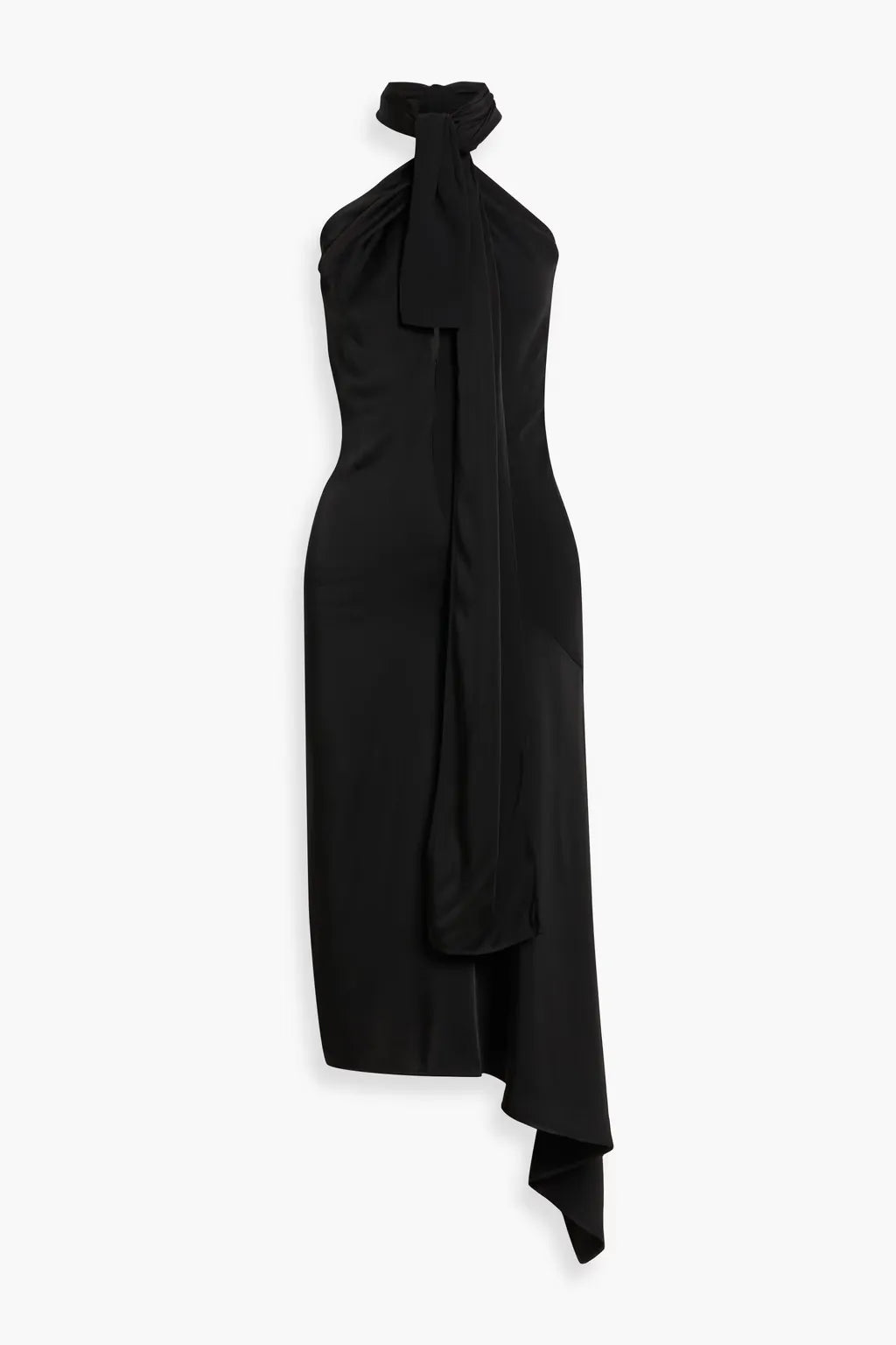 Chic Sheath Halter Neck Sleeveless Asymmetric Back Floor Length Plus Size Prom Dress