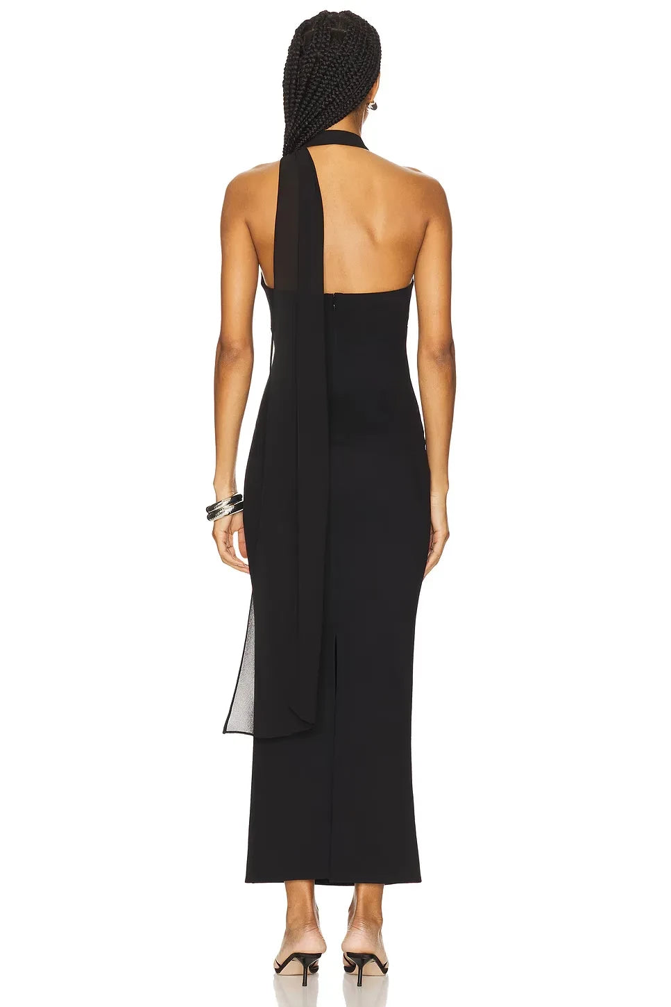 Chic Sheath Halter Neck Sleeveless Draped Back Floor Length Evening Dress