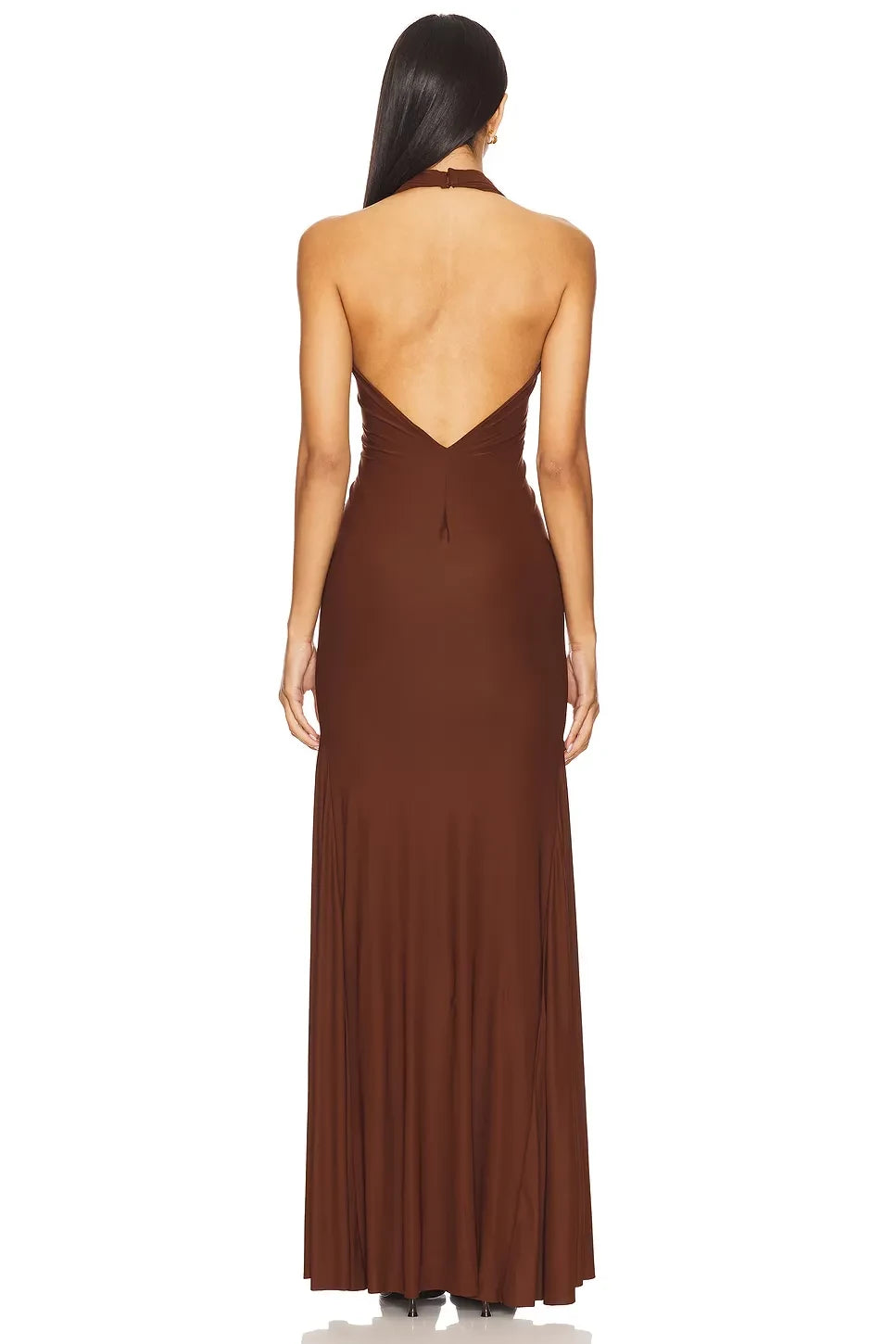 Chic Sheath Halter Neck Sleeveless Floral Embellished Open Back Floor Length Evening Dress