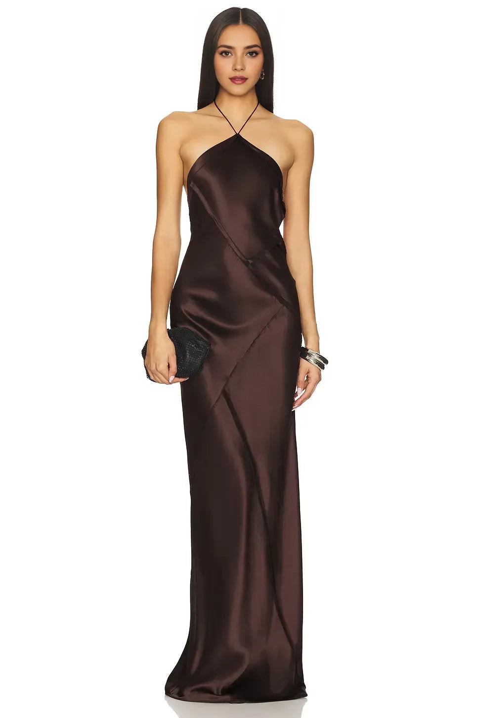 Chic Sheath Halter Neck Sleeveless Open Back Floor Length Evening Dress