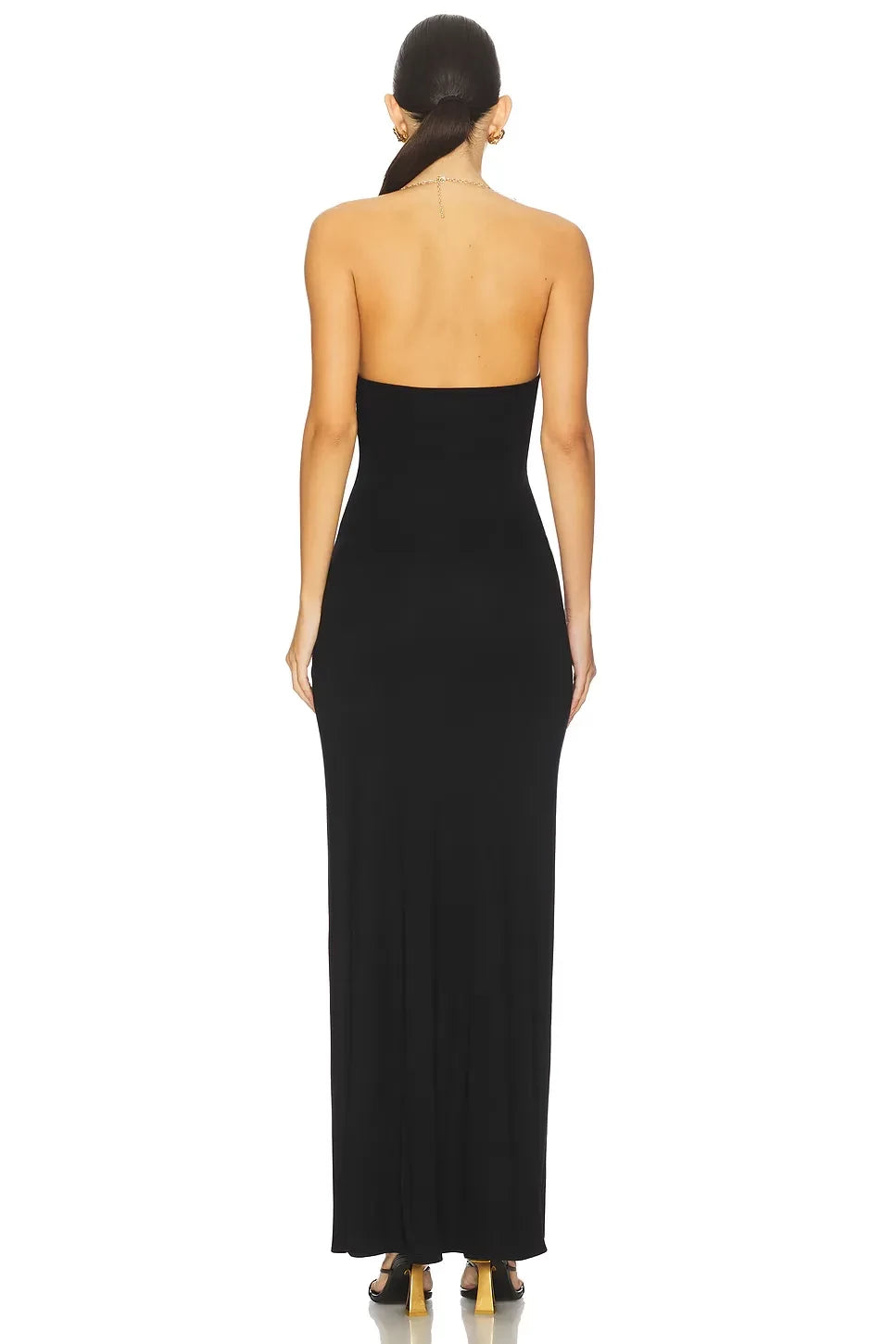 Chic Sheath Halter Neck Sleeveless Open Back Floor Length Prom Dress