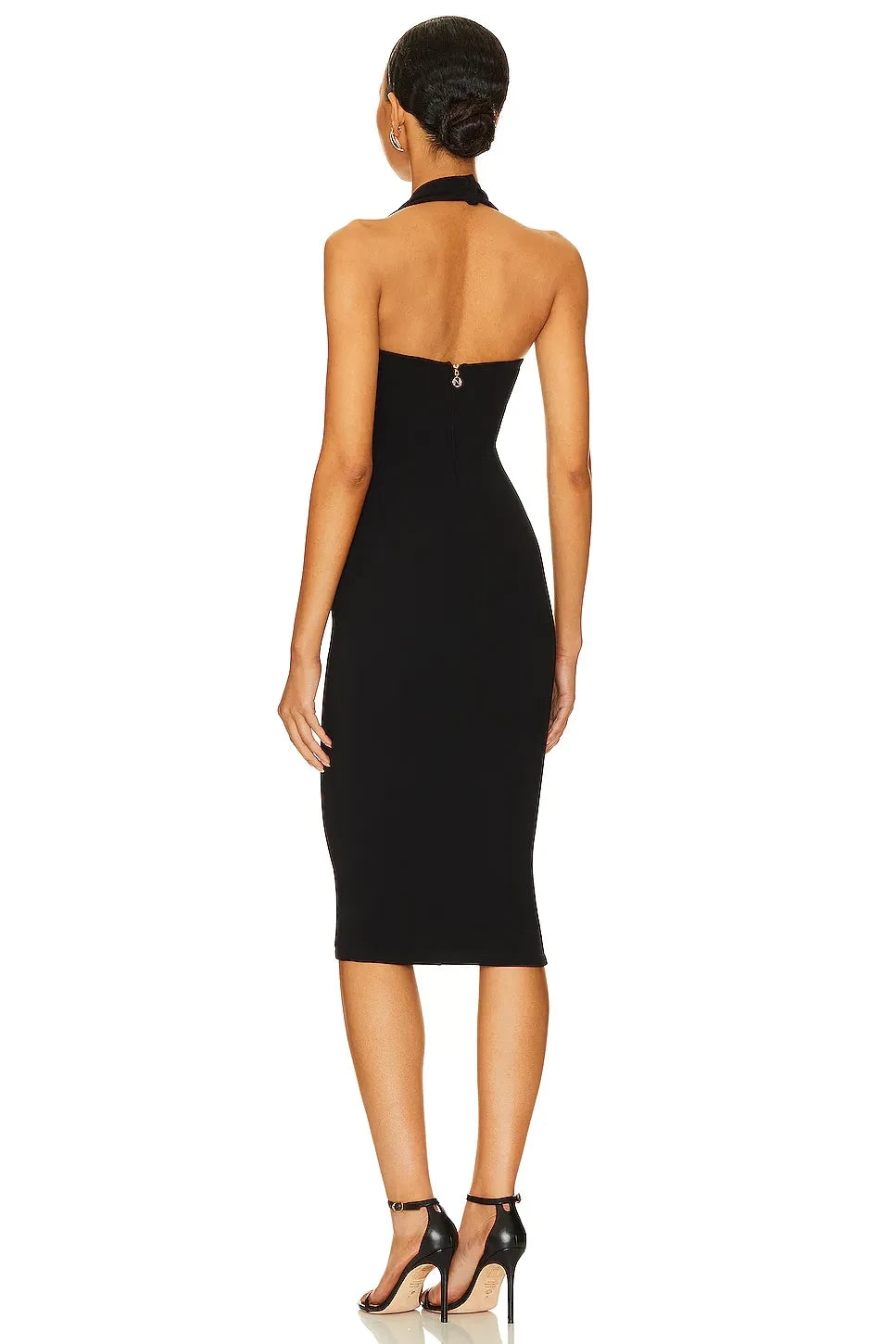 Chic Sheath Halter Neck Sleeveless Open Back Midi Length Prom Dress