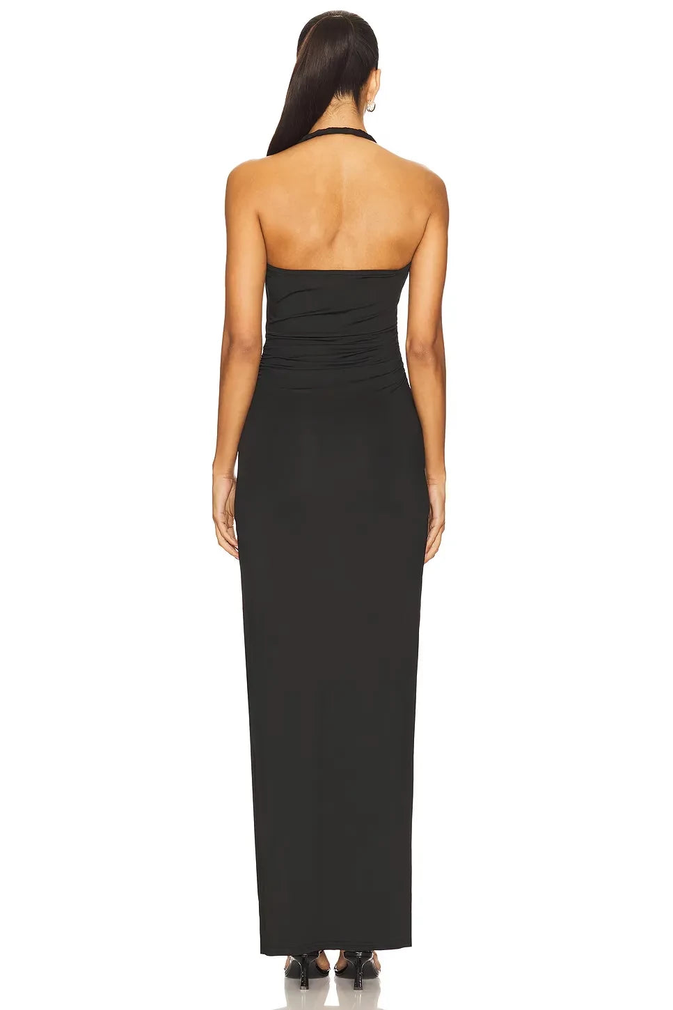 Chic Sheath Halter Neck Sleeveless Ruched Back Floor Length Evening Dress