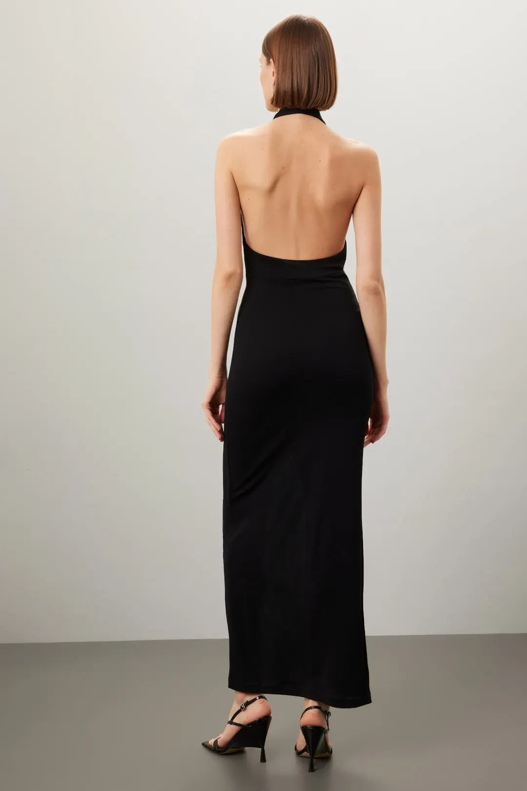 Chic Sheath Halter Neck Sleeveless Ruched Side Floor Length Plus Size Prom Dress