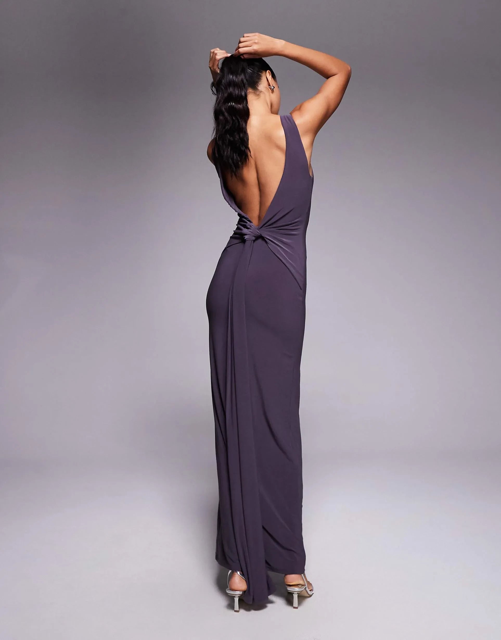 Chic Sheath High Neck Sleeveless Knot Back Floor Length Evening Dress