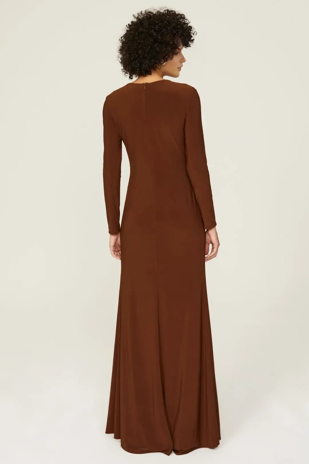 Chic Sheath Keyhole Neck Long Sleeve Ruched Side High Slit Floor Length Plus Size Prom Dress