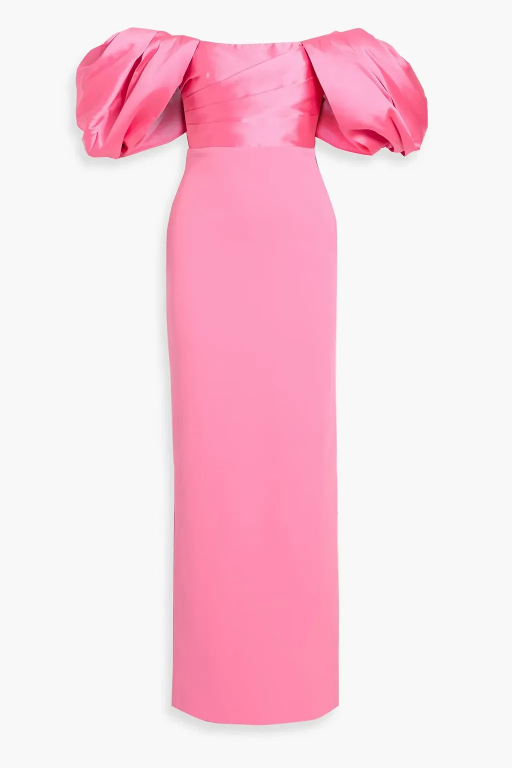 Chic Sheath Off Shoulder Puff Sleeve Open Back High Slit Floo Length Plus Size Evening Dress