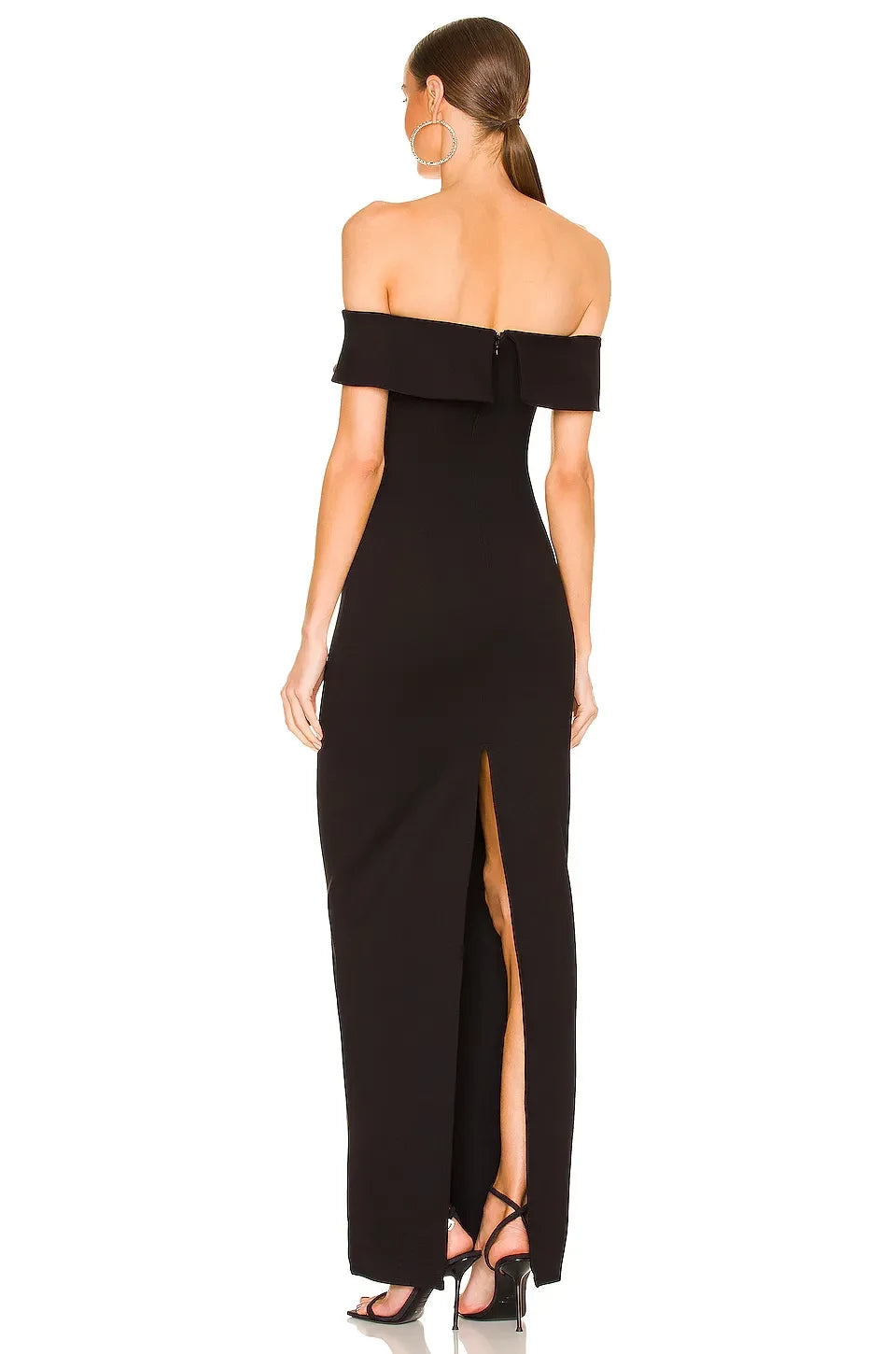 Chic Sheath Off Shoulder Short Sleeve Back Slit Floor Length Evening Dress