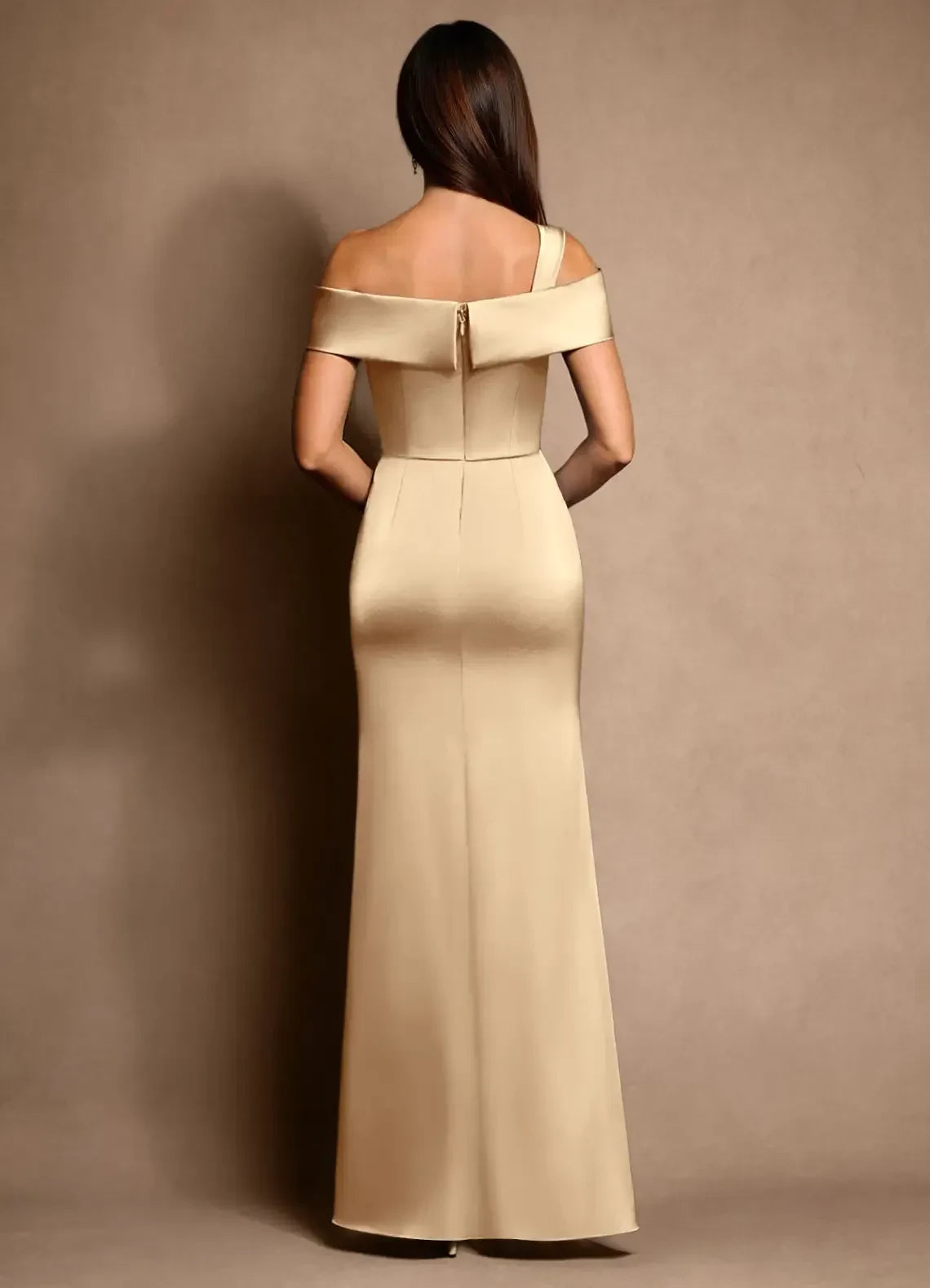 Chic Sheath Off Shoulder Sleeveless Zipper Back Floor Length Mother of the Bride Dress ﻿