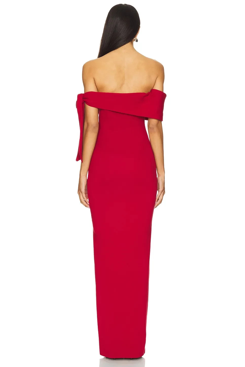 Chic Sheath Off Shoulder Tie Detail Sleeveless Open Back Floor Length Evening Dress