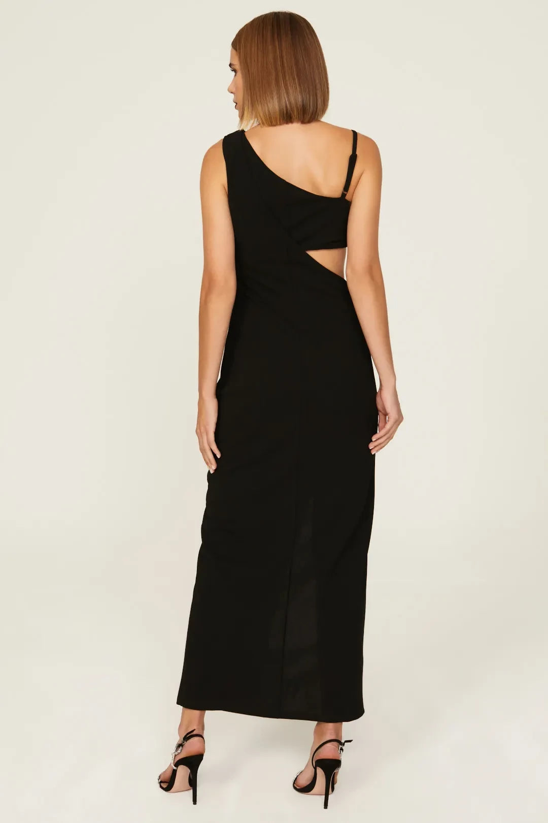 Chic Sheath One Shoulder Cutout Waist High Slit Midi Length Plus Size Prom Dress