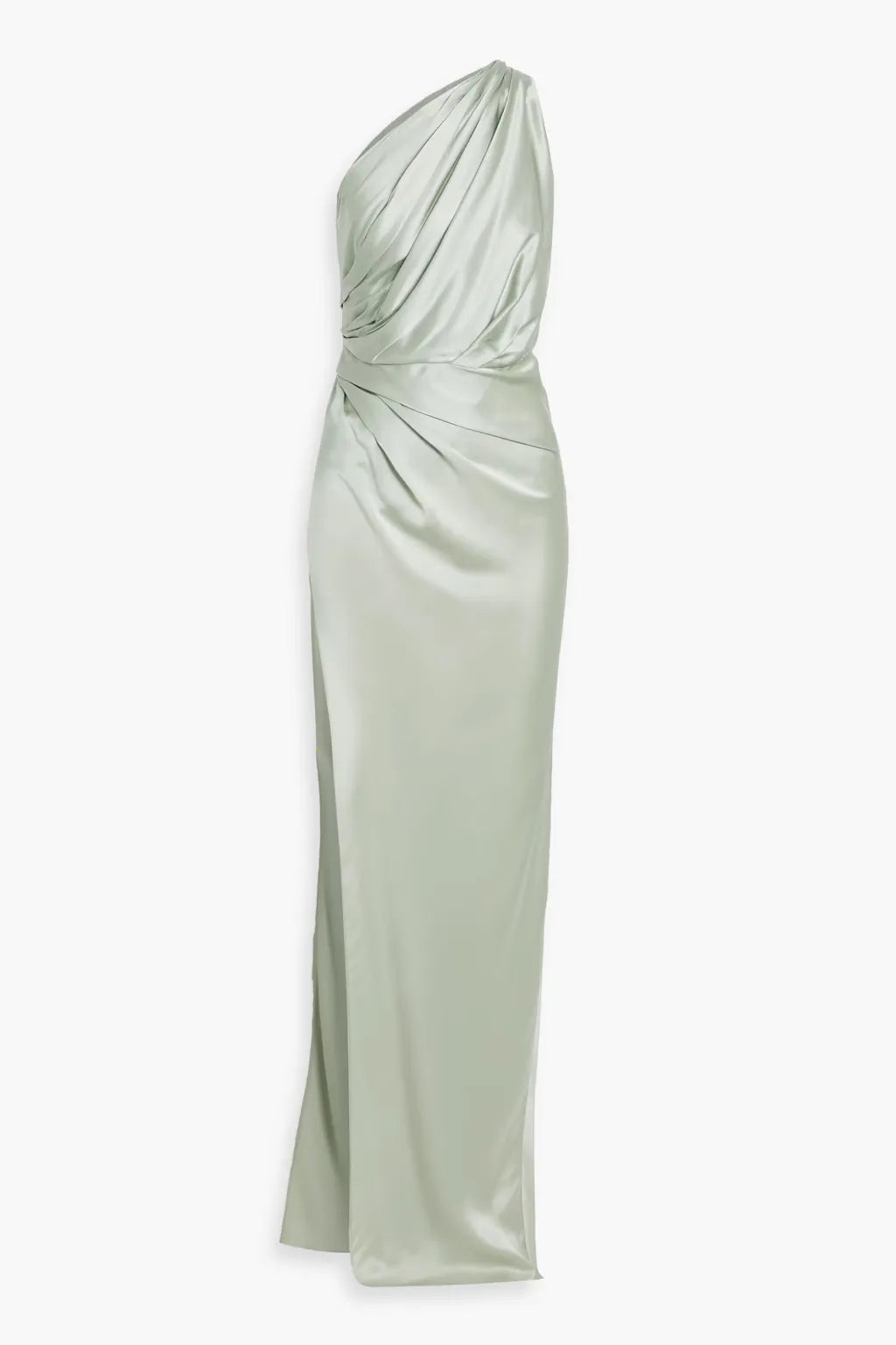 Chic Sheath One Shoulder Draped Detail High Slit Floor Length Plus Size Evening Dress