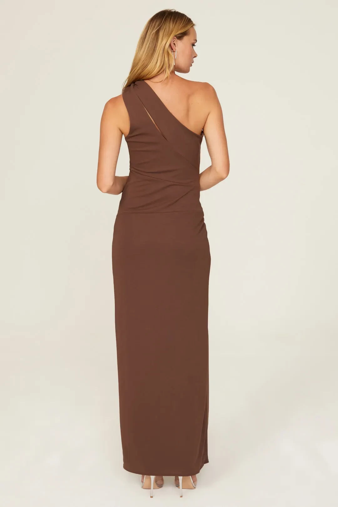 Chic Sheath One Shoulder Knot Detail High Slit Floor Length Plus Size Prom Dress