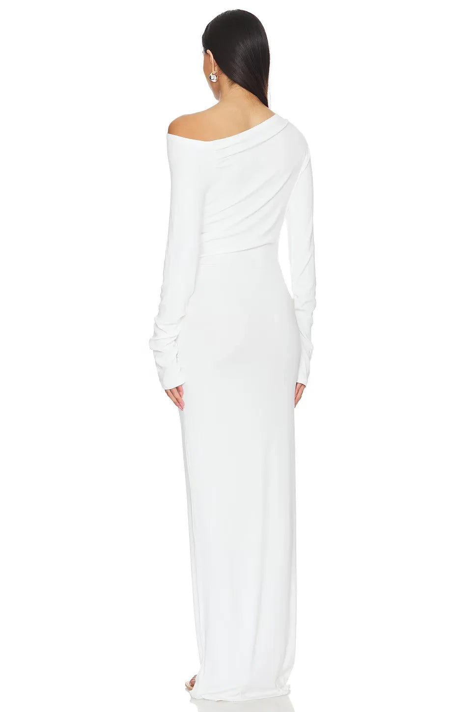 Chic Sheath One Shoulder Long Sleeve Zipper Back Floor Length Evening Dress