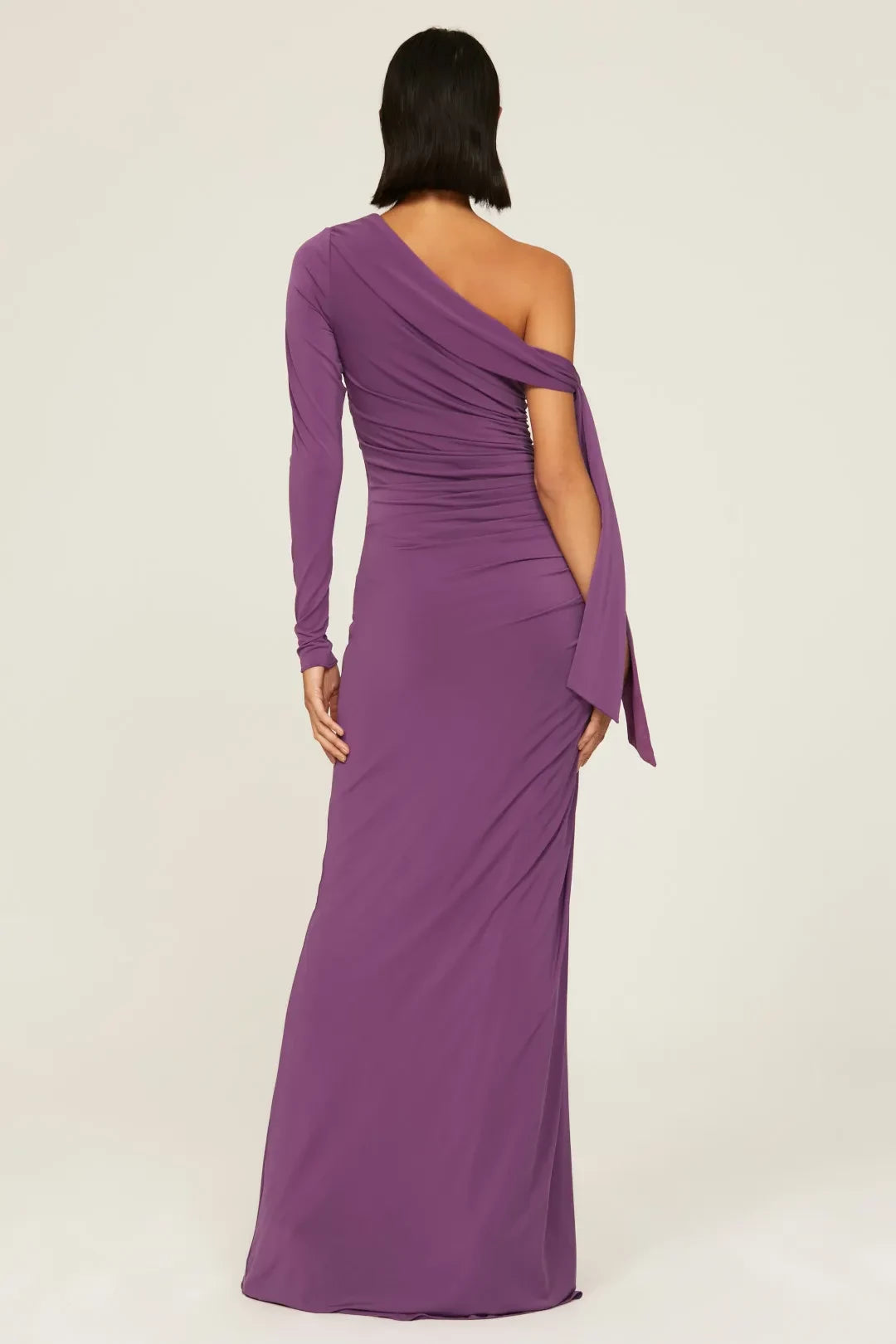 Chic Sheath One Shoulder Ruched Side High Slit Floor Length Plus Size Prom Dress