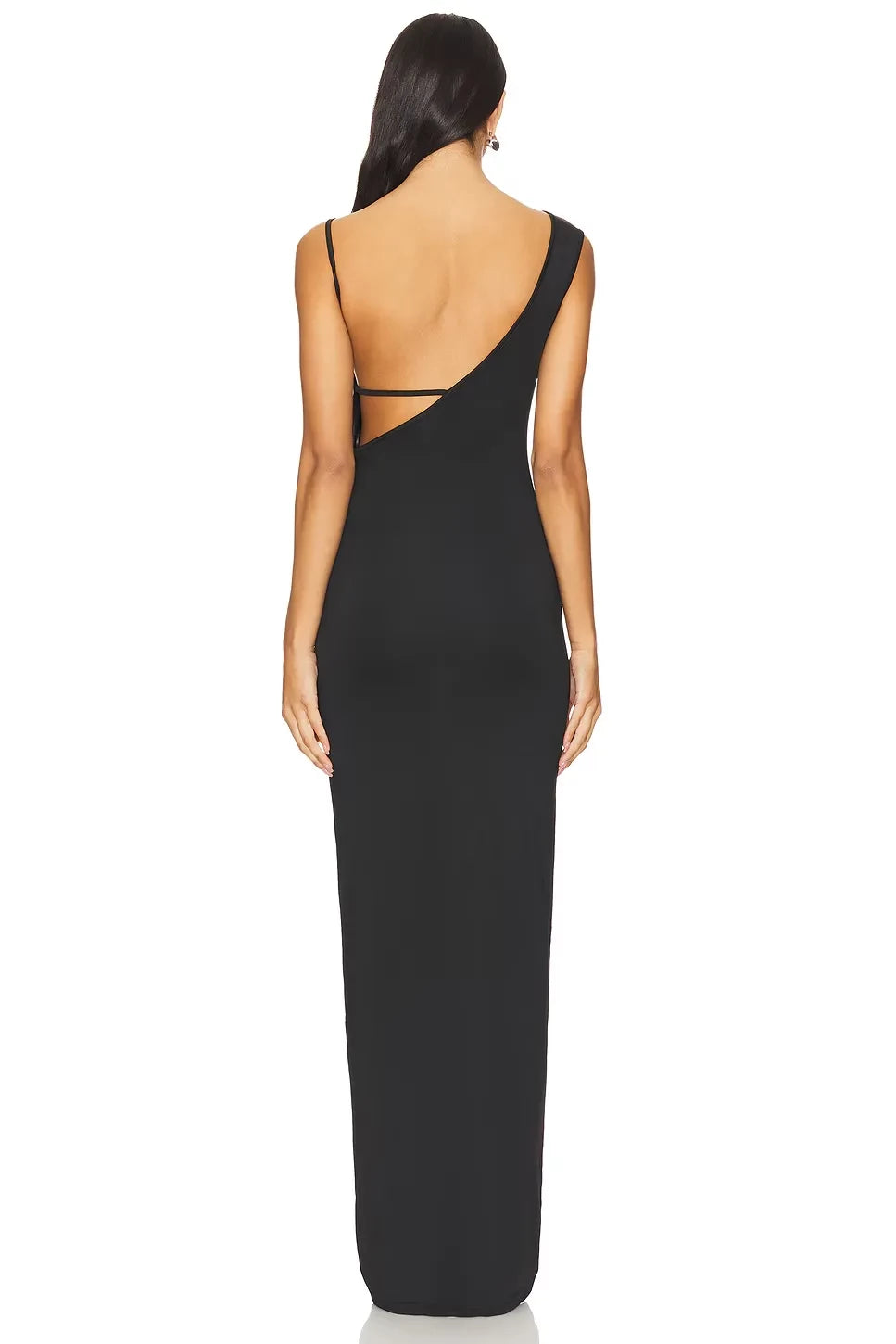 Chic Sheath One Shoulder Sleeveless Asymmetric Open Back Floor Length Evening Dress