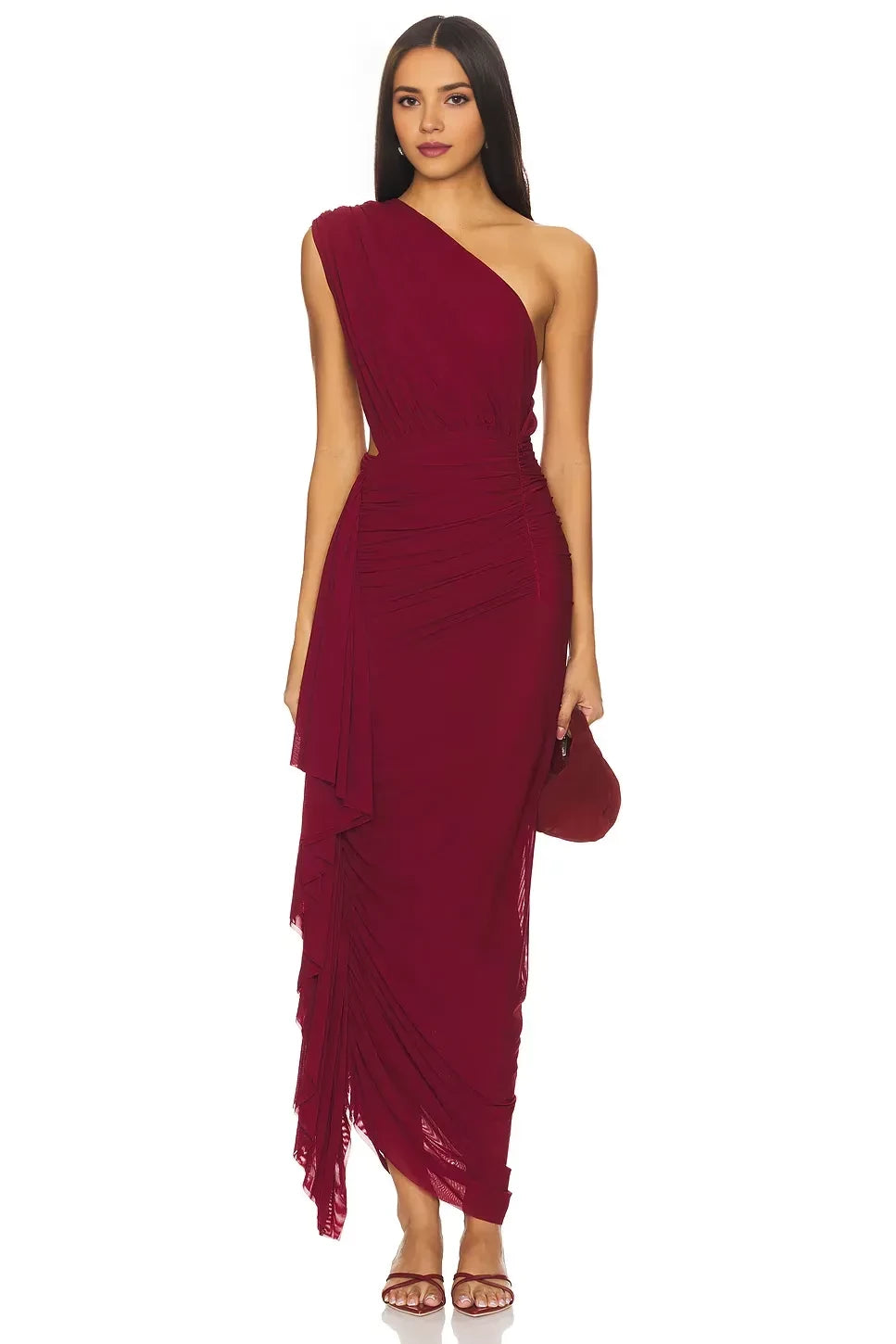 Chic Sheath One Shoulder Sleeveless Cut Out Back Floor Length Evening Dress