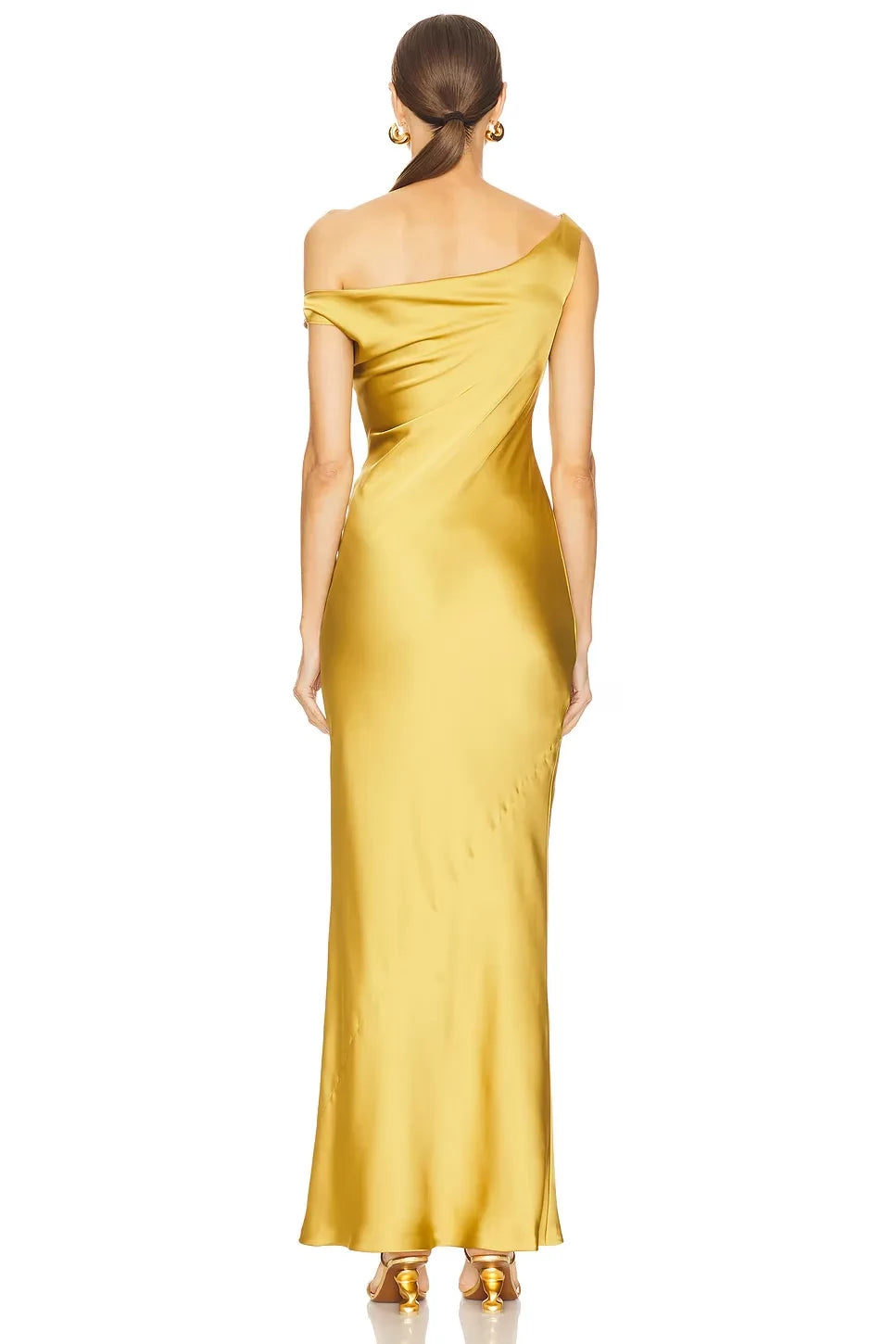 Chic Sheath One Shoulder Sleeveless Draped Back Floor Length Evening Dress