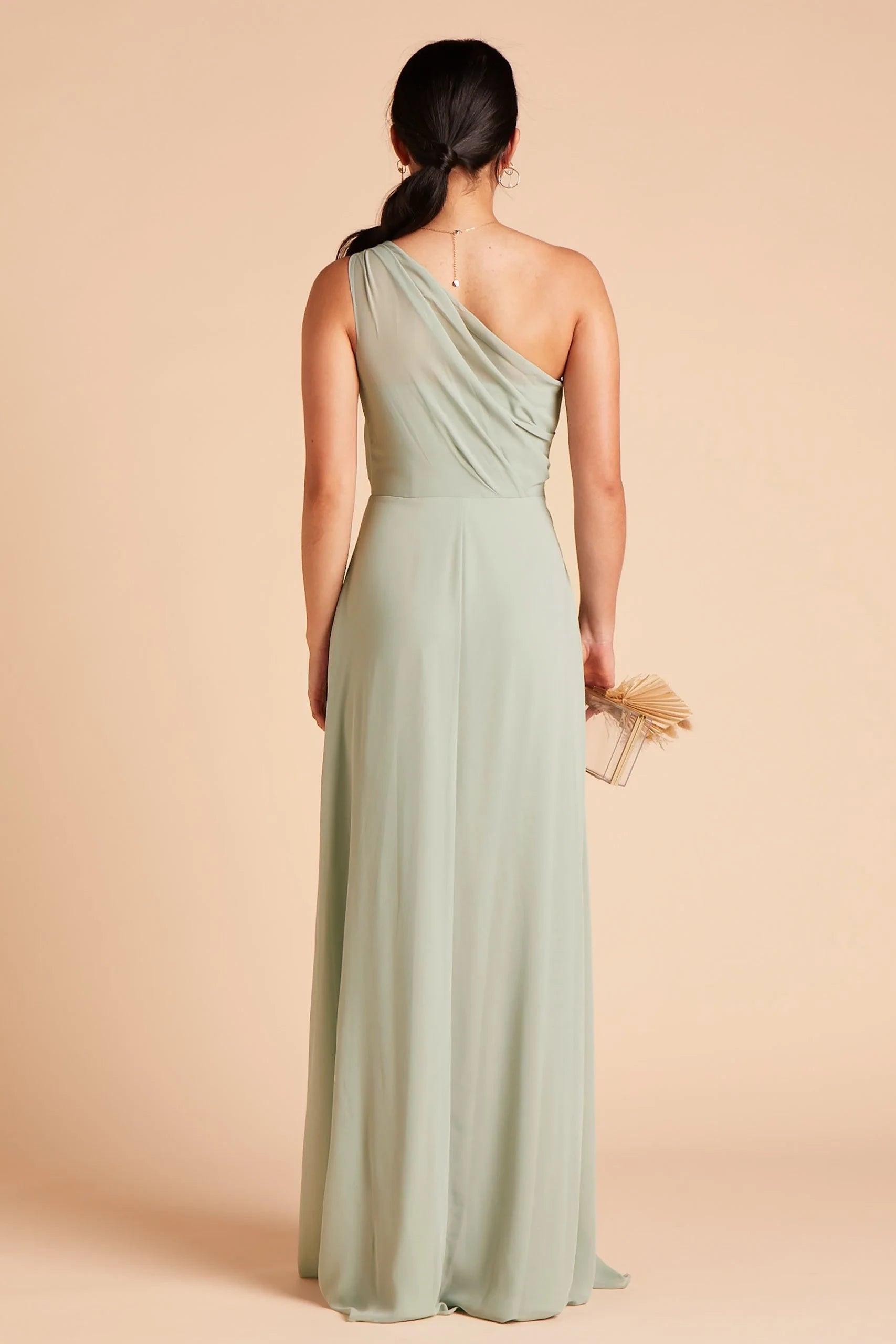 Chic Sheath One Shoulder Sleeveless Open Back Floor Length Bridesmaid Dress