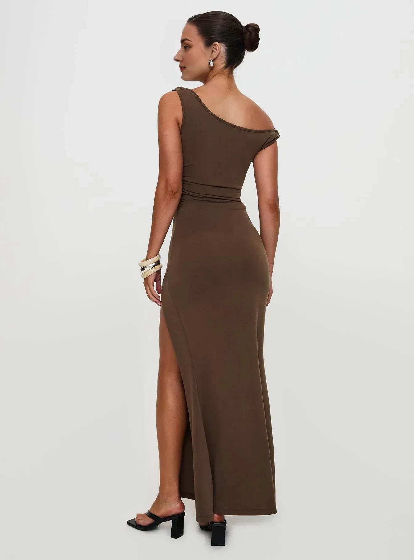 Chic Sheath One Shoulder Sleeveless Open Back Floor Length Evening Dress