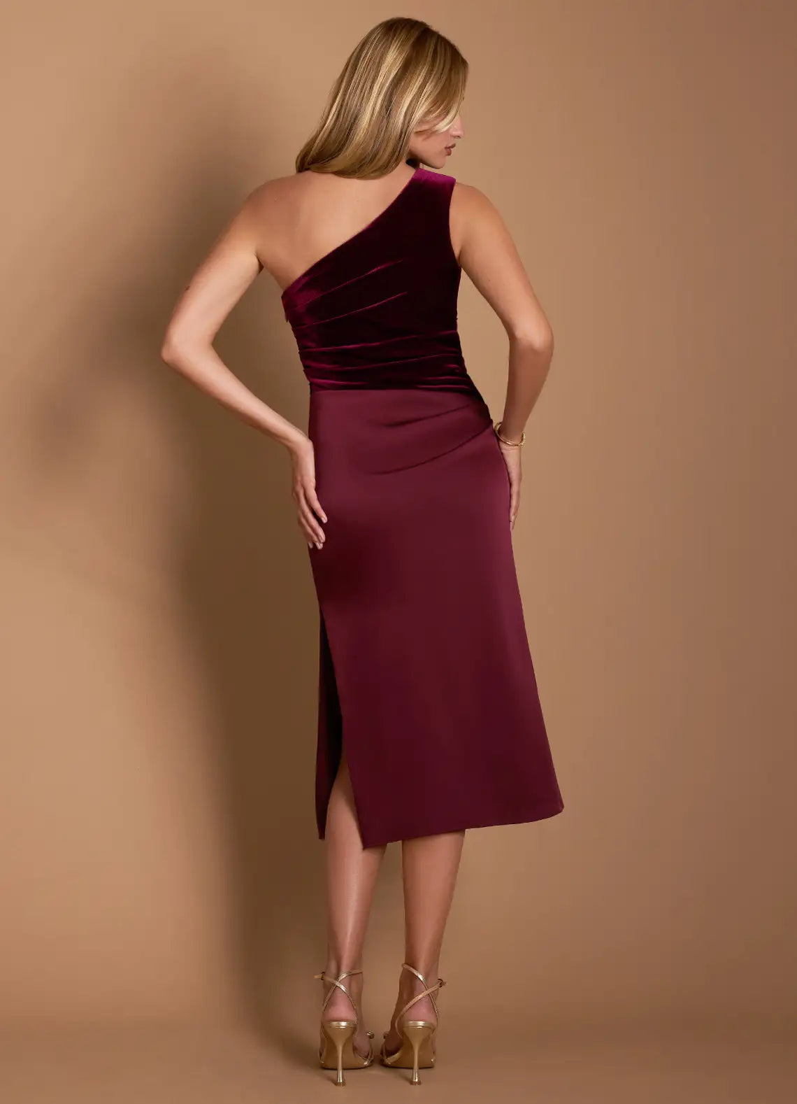 Chic Sheath One Shoulder Sleeveless Open Back Midi Length For Sale Prom Dress