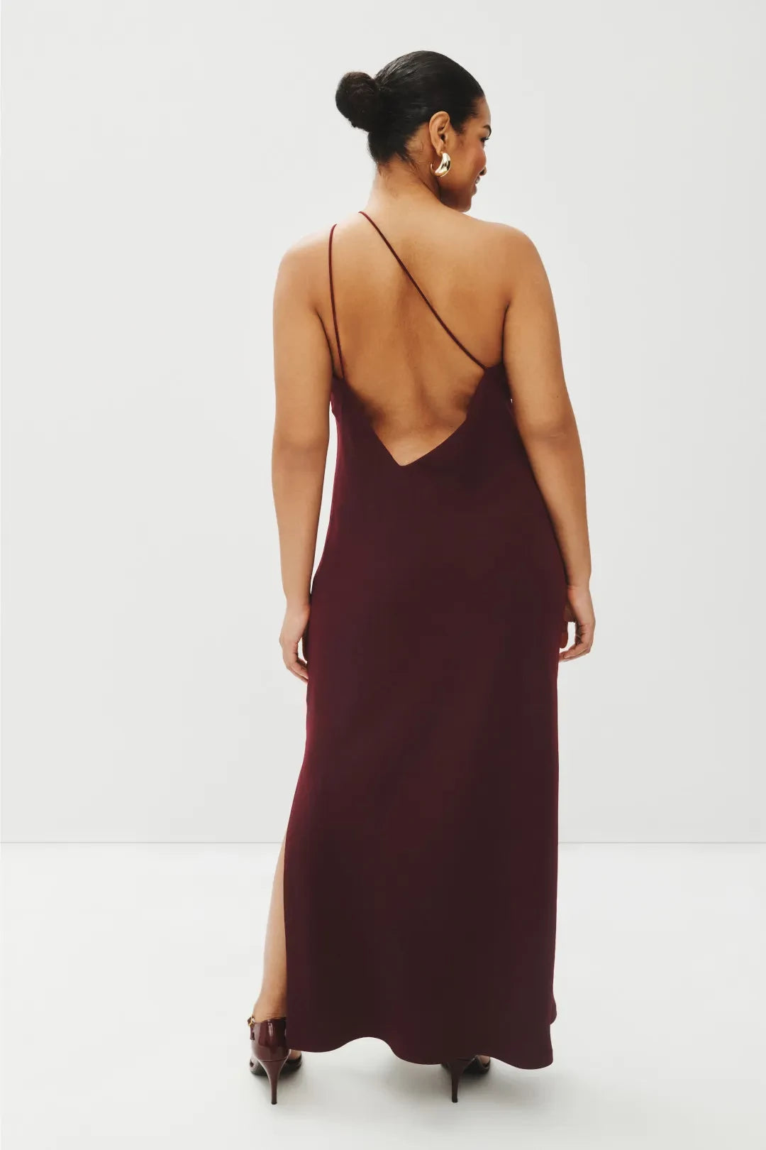 Chic Sheath One Shoulder Sleeveless Open Back Side Slit Floor Length Plus Size Prom Dress