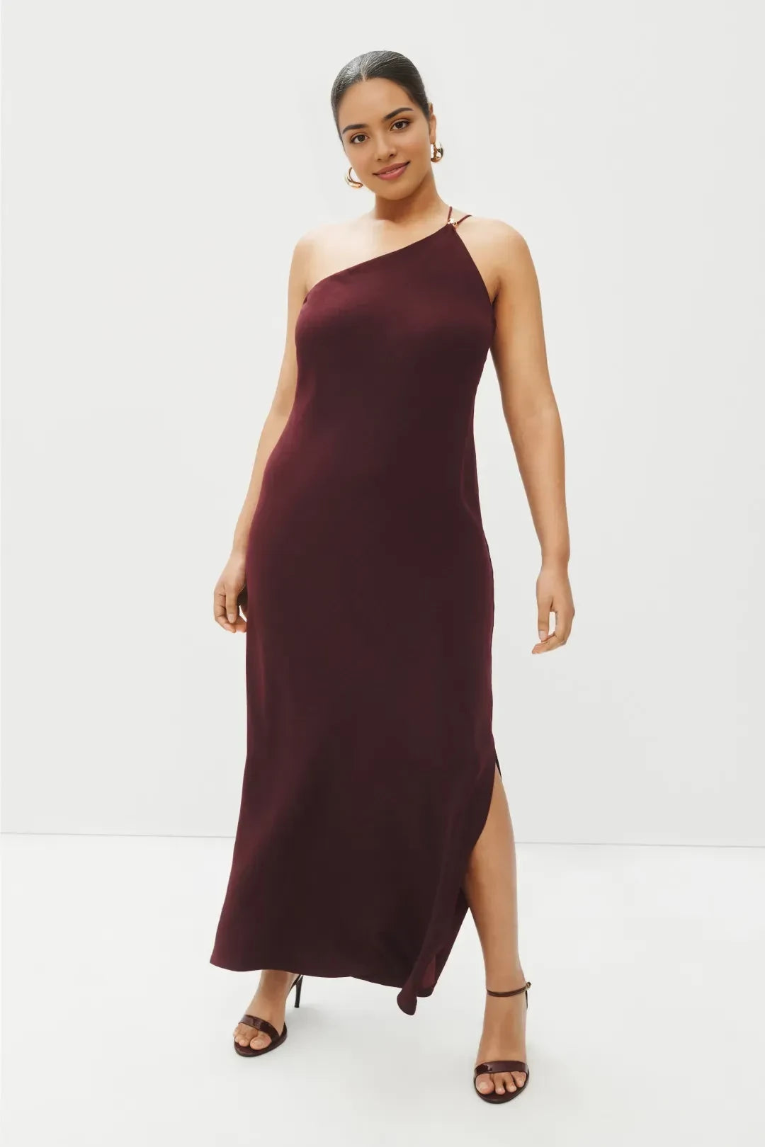 Chic Sheath One Shoulder Sleeveless Open Back Side Slit Floor Length Plus Size Prom Dress