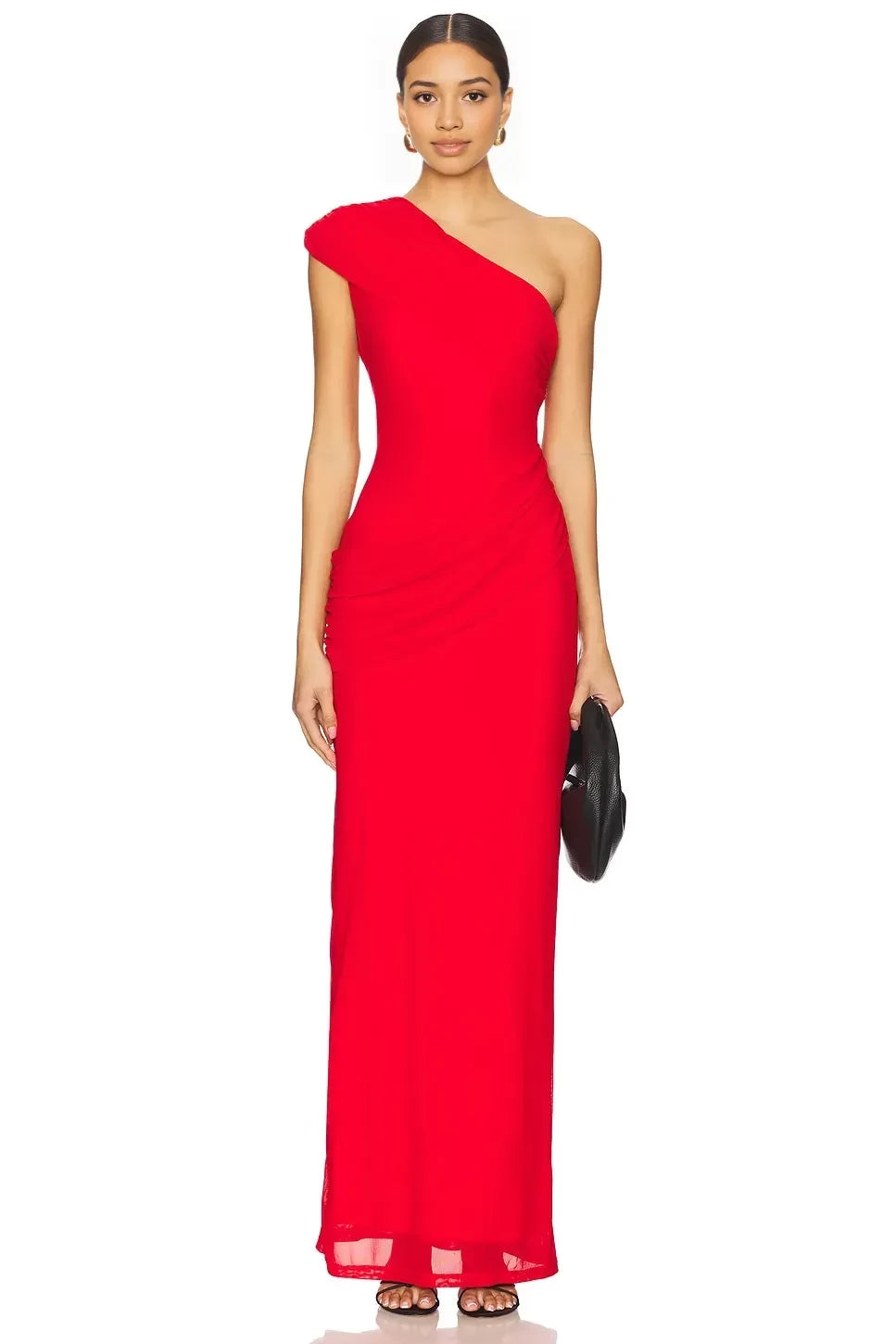 Chic Sheath One Shoulder Sleeveless Ruched Back Floor Length Evening Dress