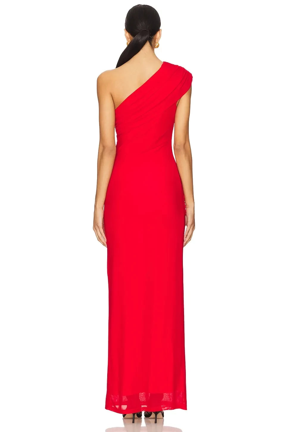 Chic Sheath One Shoulder Sleeveless Ruched Back Floor Length Evening Dress