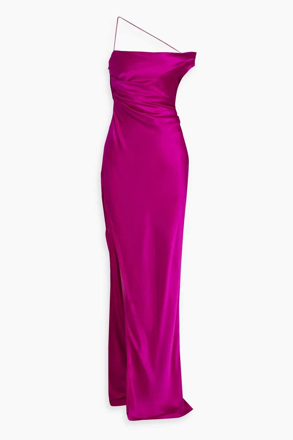 Chic Sheath One Shoulder Sleeveless Ruched Side High Slit Floor Length Plus Size Evening Dress