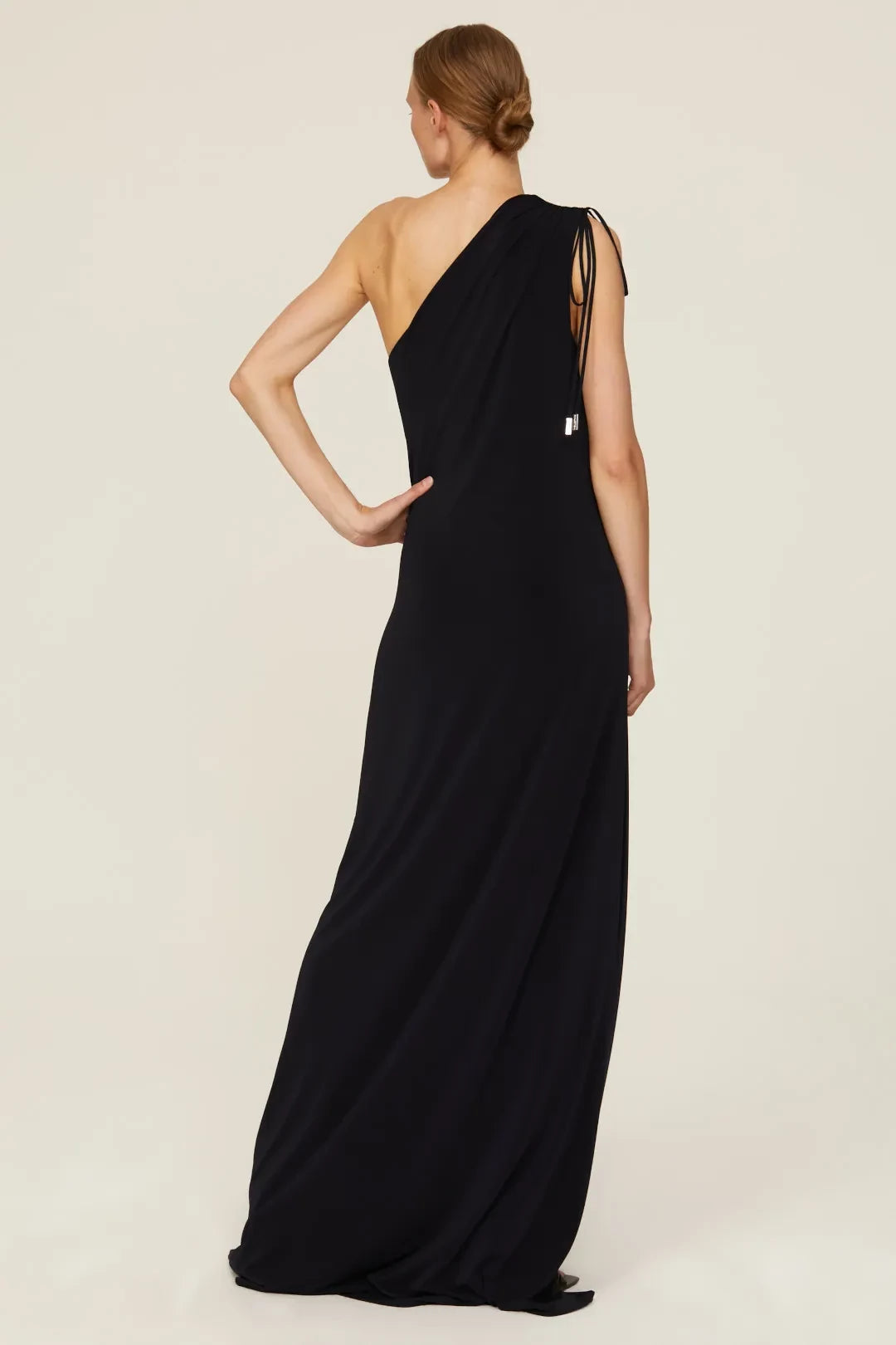 Chic Sheath One Shoulder Tie Detail High Slit Floor Length Plus Size Prom Dress