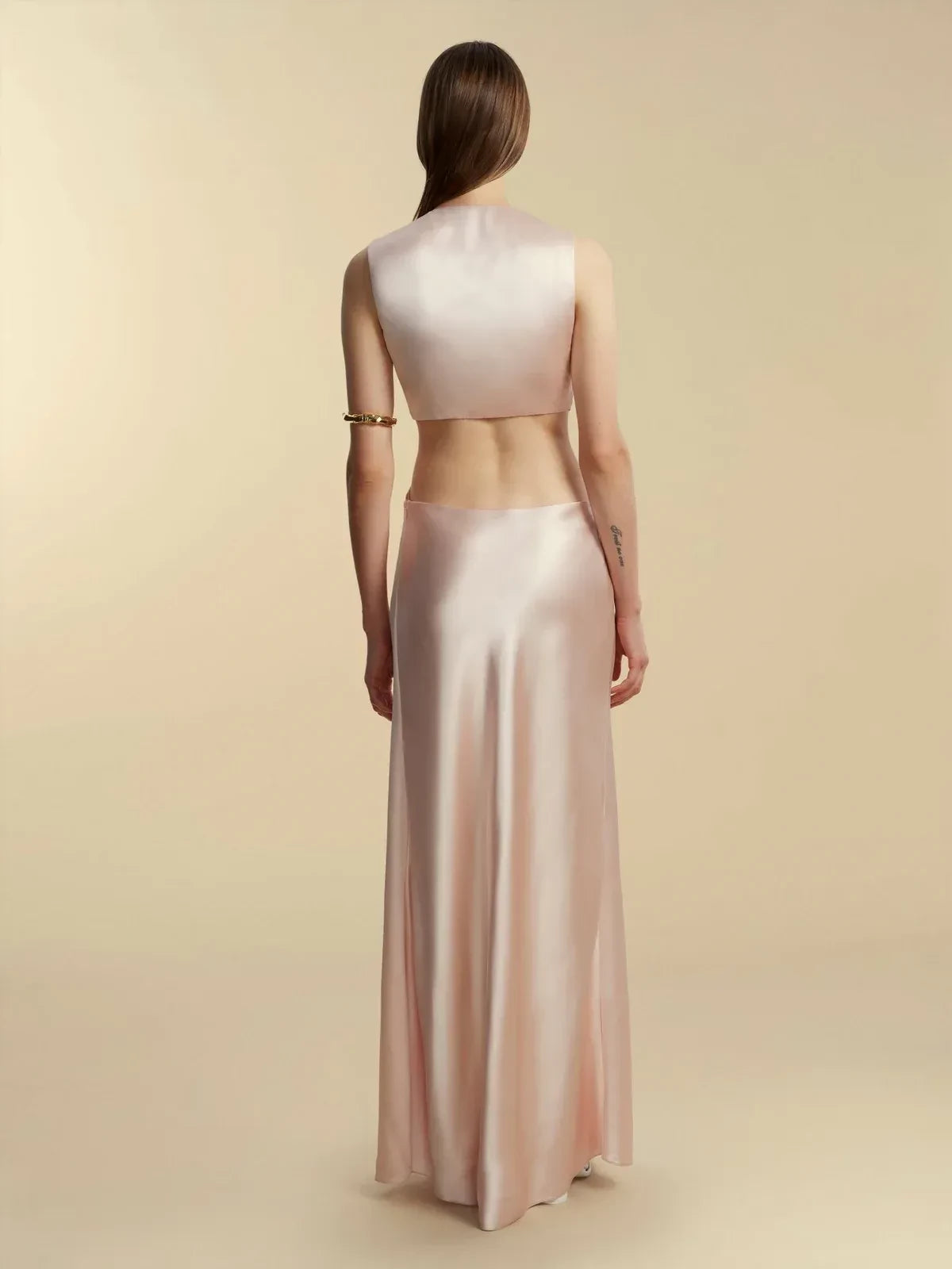 Chic Sheath Plunge Neck Sleeveless Cut Out Side Slit Floor Length Prom Dress
