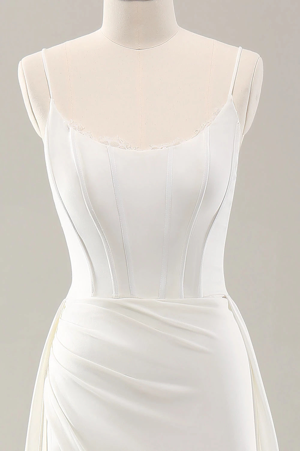 Chic Sheath Scoop Neck Spaghetti Strap Lace Up Back Wedding Dress