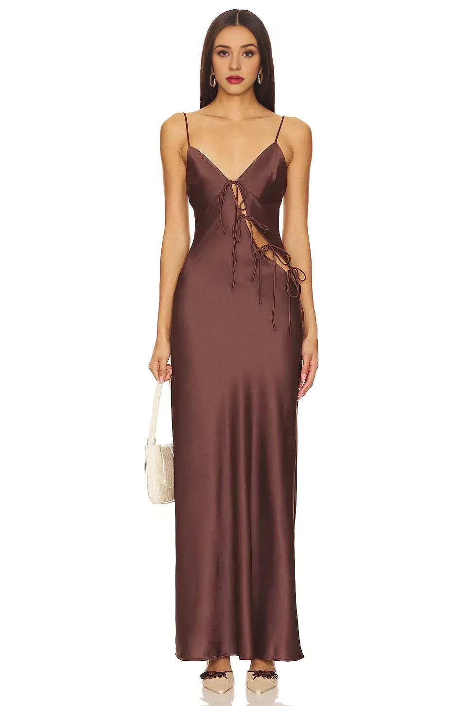 Chic Sheath Spaghetti Strap Sleeveless Cut Out Side Floor Length Evening Dress