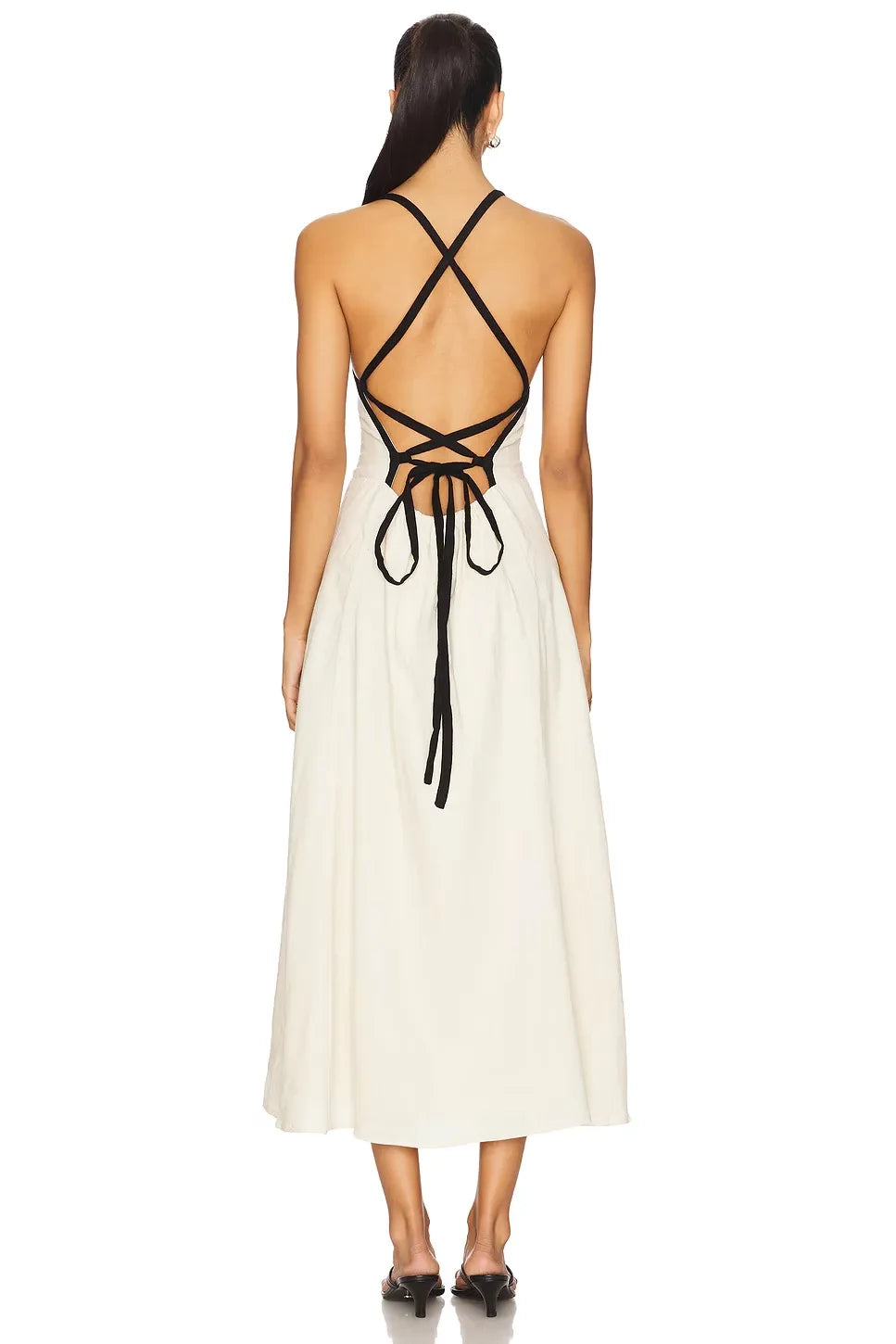 Chic Sheath Square Neck Sleeveless Lace Up Back Midi Length Evening Dress