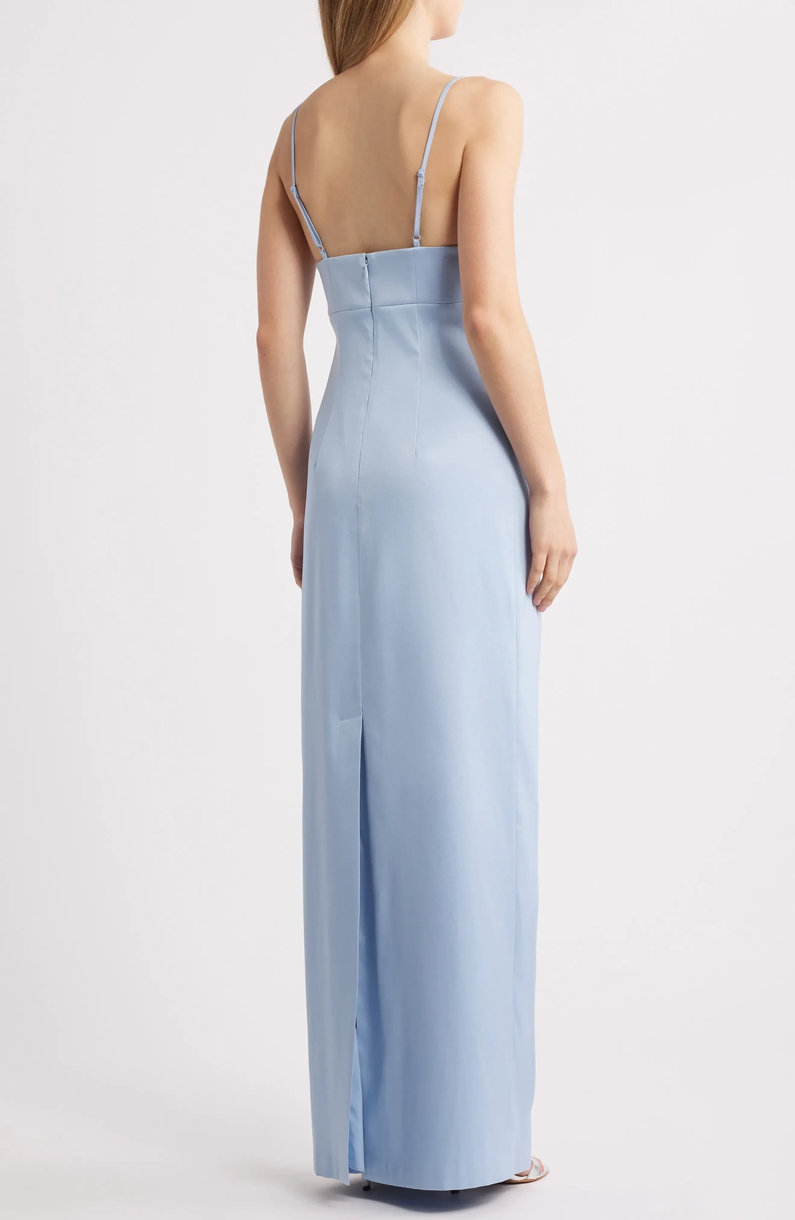 Chic Sheath Square Neck Sleeveless Open Back Floor Length Evening Dress