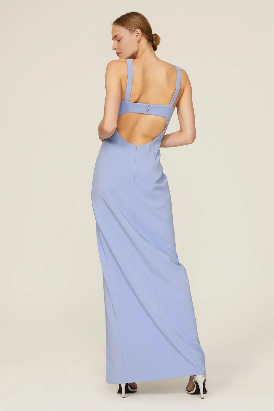 Chic Sheath Square Neck Sleeveless Open Back High Slit Floor Length Plus Size Prom Dress