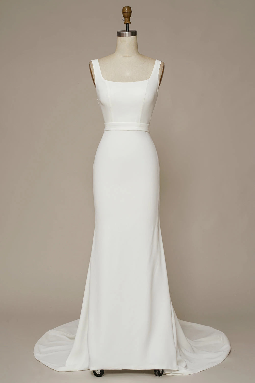Chic Sheath Square Neck Sleeveless Plunge Back Maxi Wedding Dress