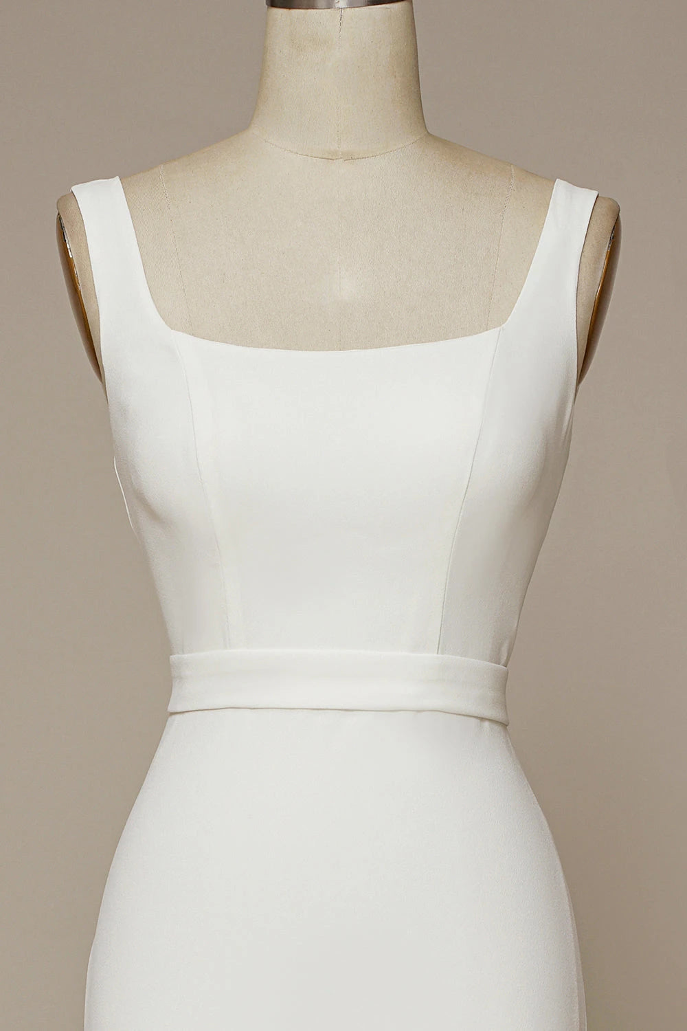 Chic Sheath Square Neck Sleeveless Plunge Back Maxi Wedding Dress