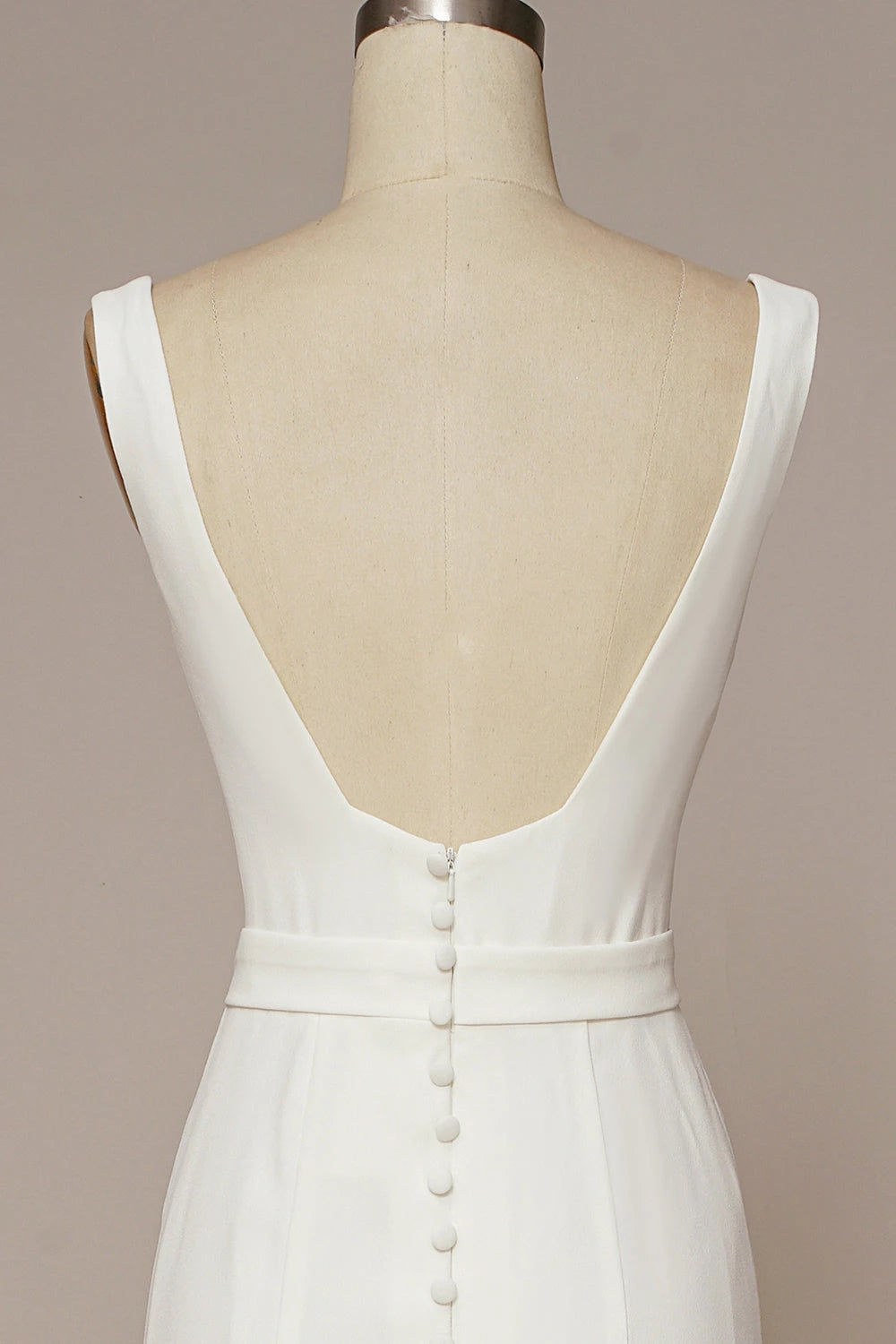 Chic Sheath Square Neck Sleeveless Plunge Back Maxi Wedding Dress