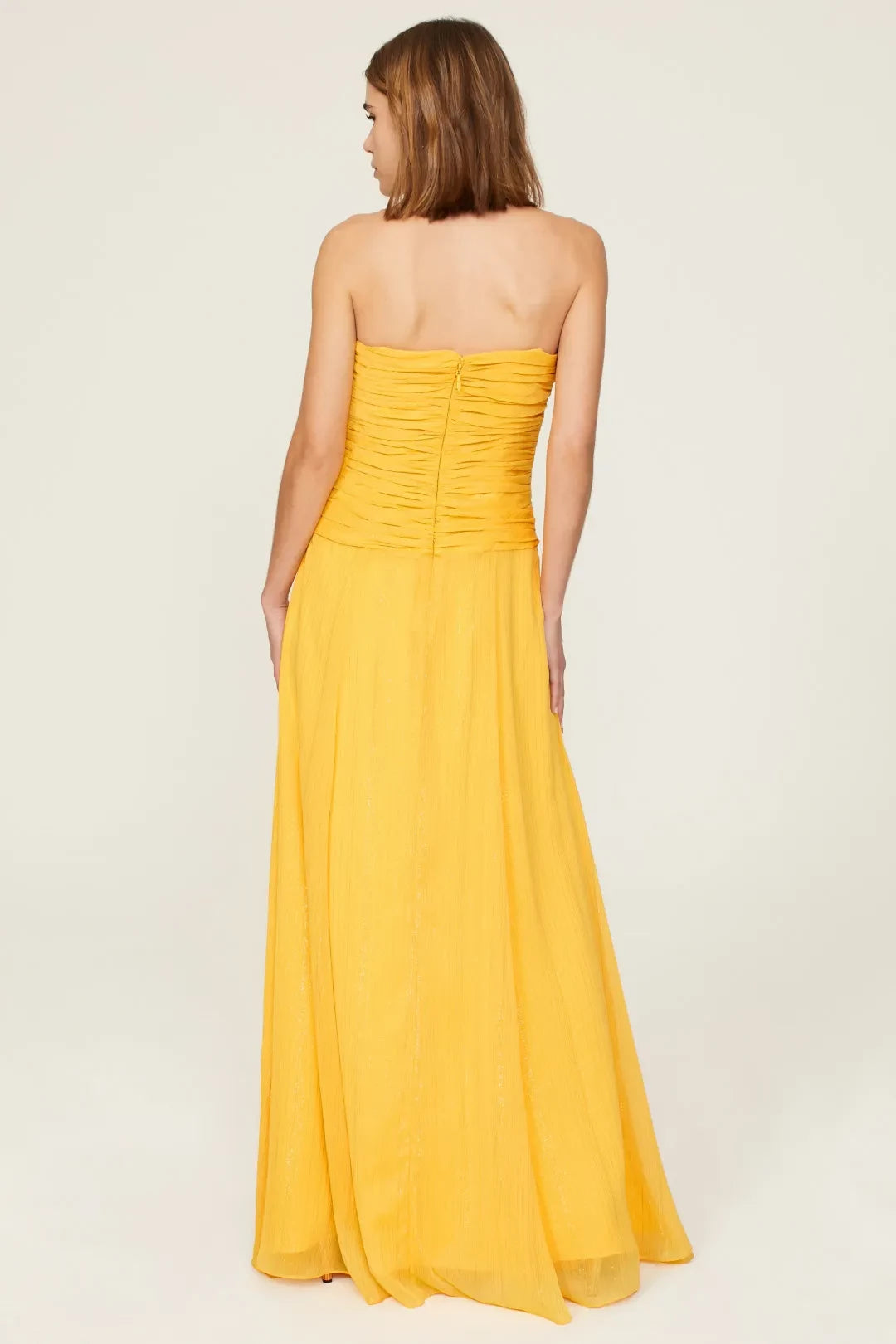 Chic Sheath Strapless Ruched Cutout Floor Length Plus Size Prom Dress